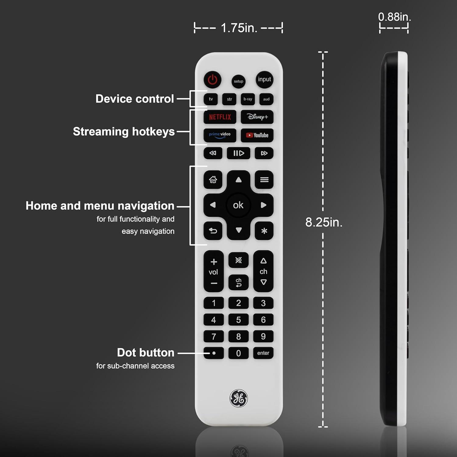 Control Remoto Universal Recargable GE 4 Dispositivos Retroiluminado