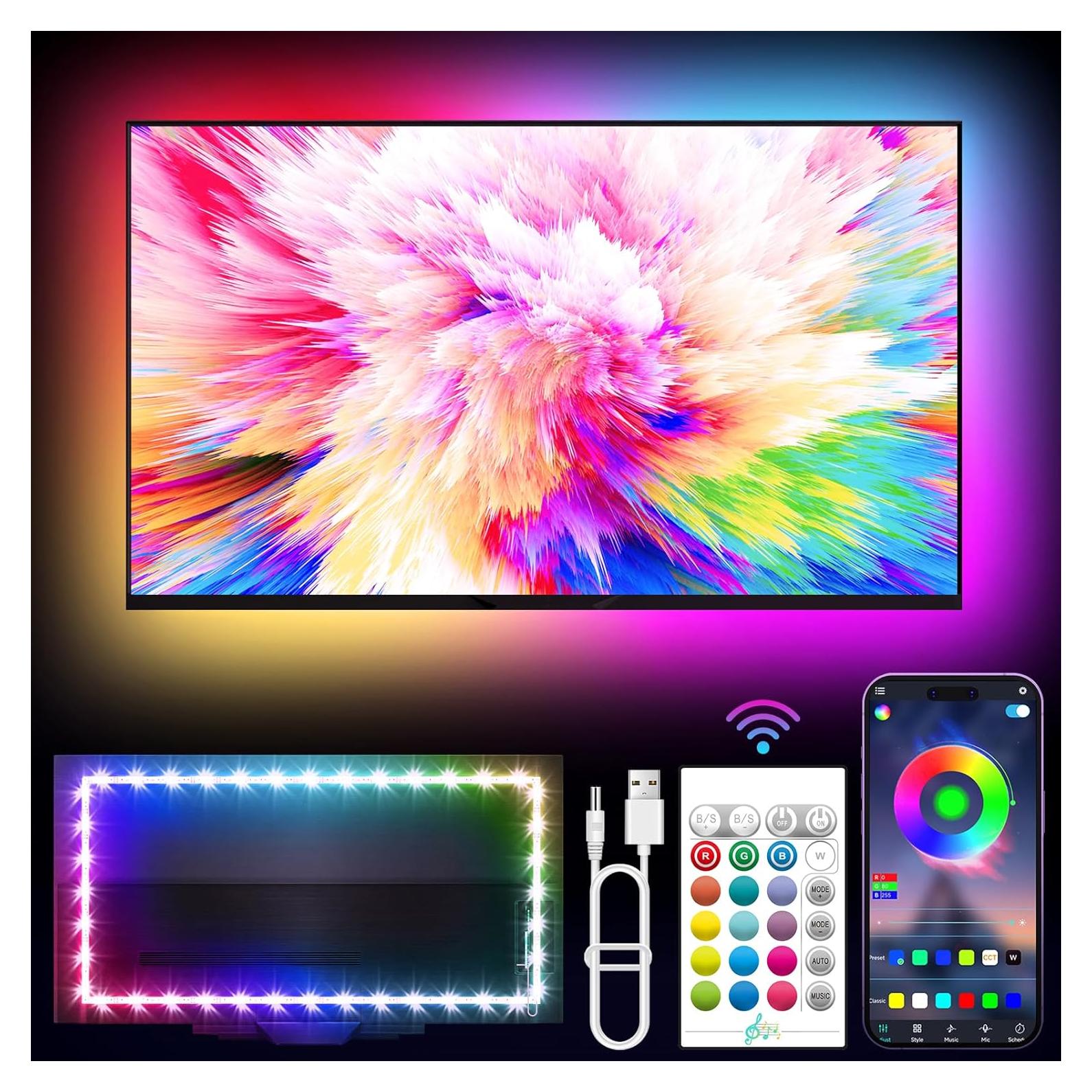 Luces LED RGB KANTUTOE 5m para TV 114-191cm Control APP