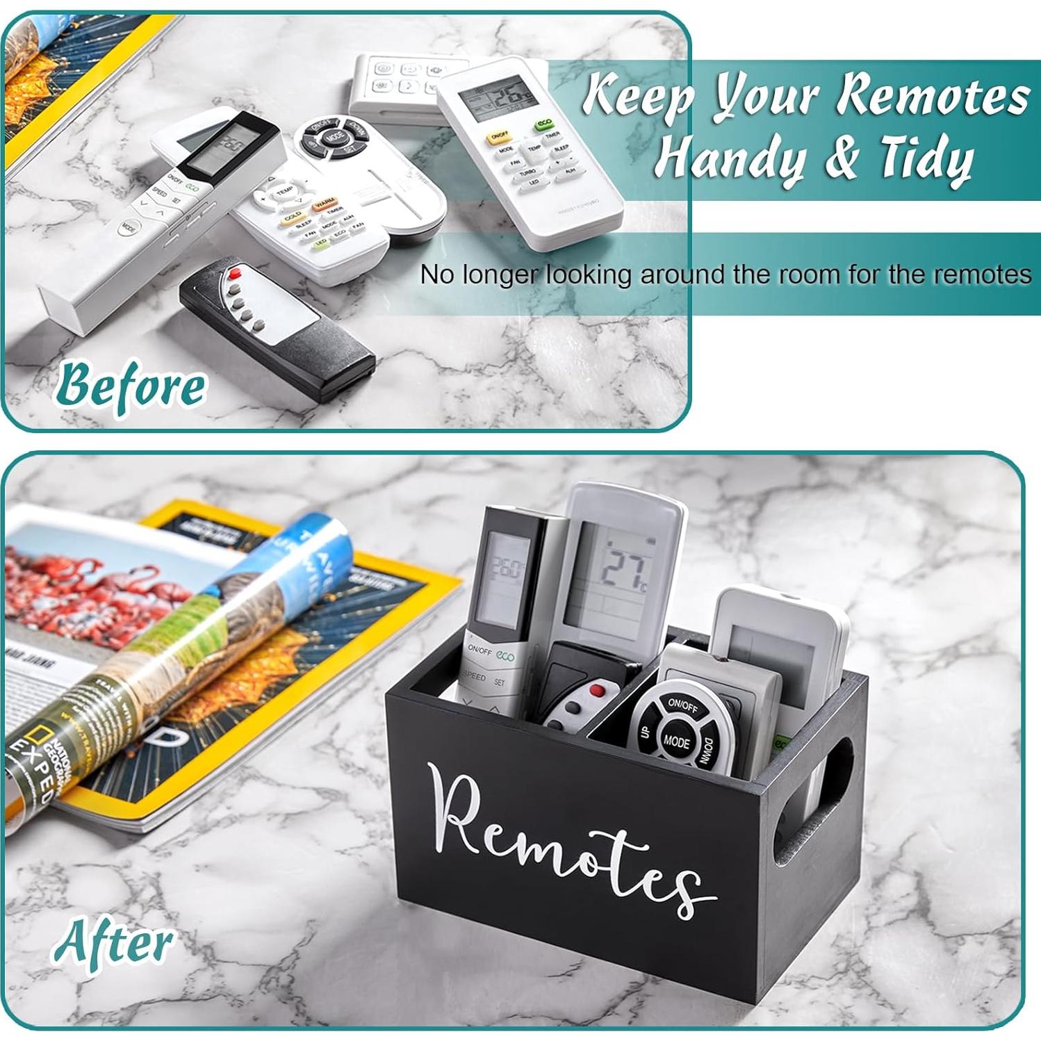 Soporte de Control Remoto DRASTAR Negro 2 Compartimentos Madera