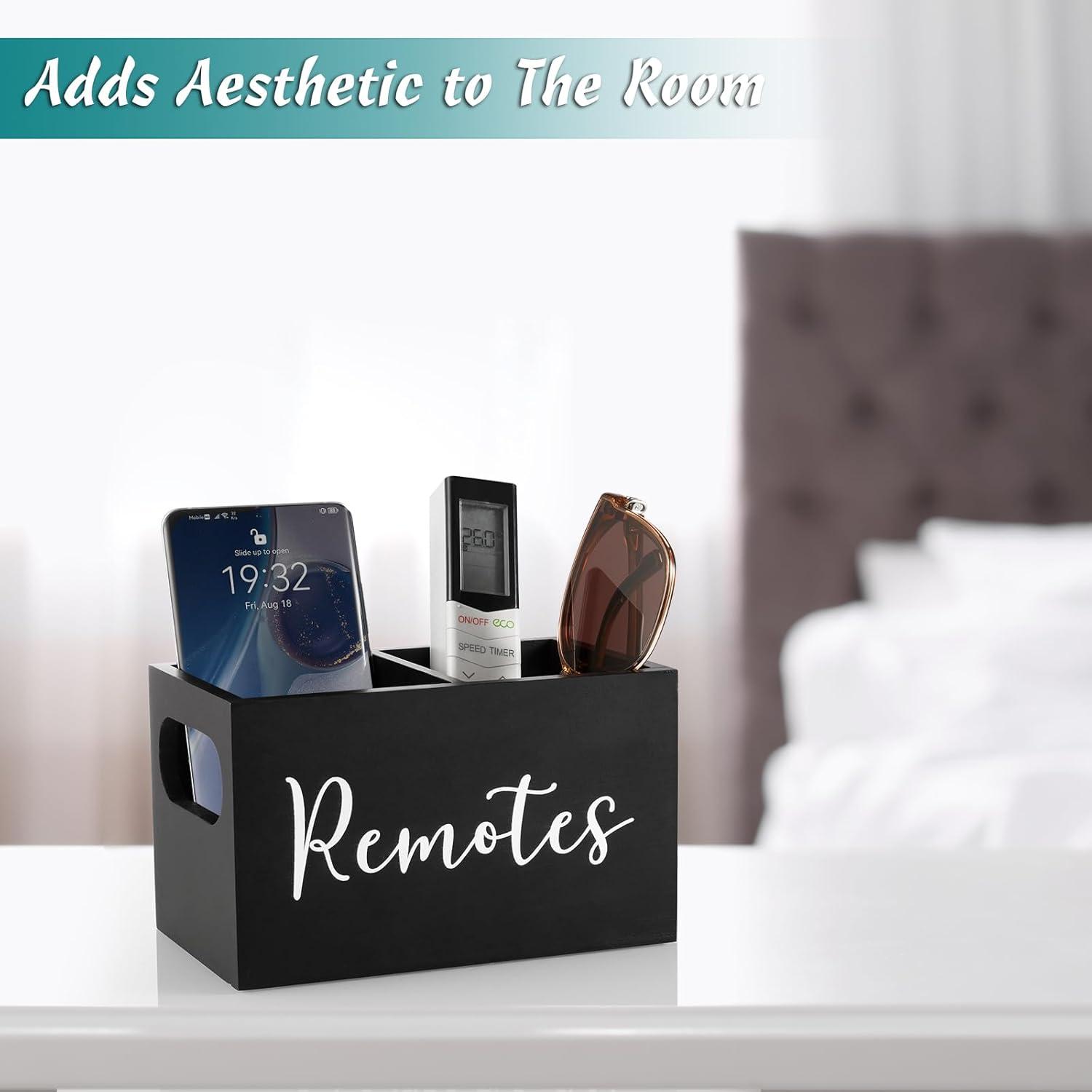 Soporte de Control Remoto DRASTAR Negro 2 Compartimentos Madera