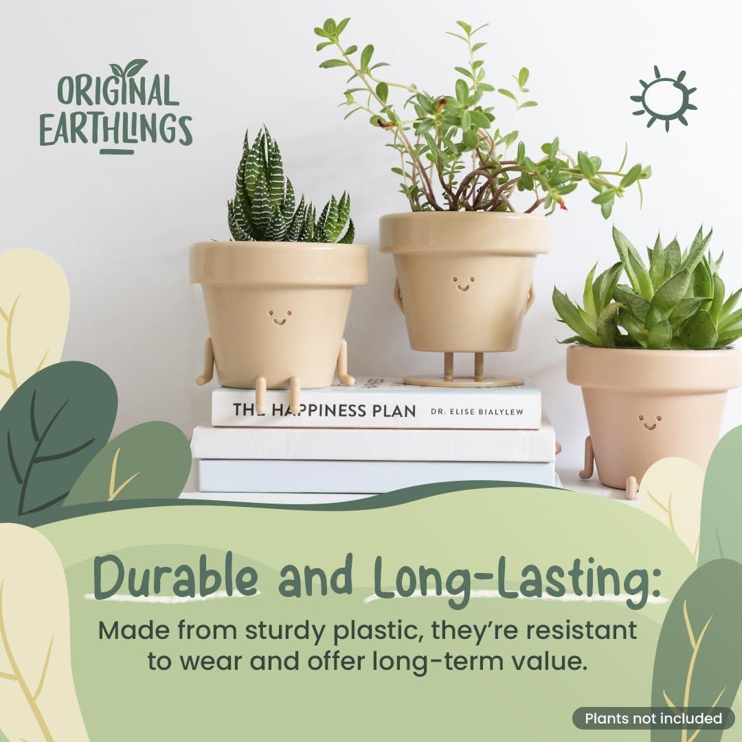 Maceta Sentada Original Earthlings 8.89 cm Beige con Drenaje