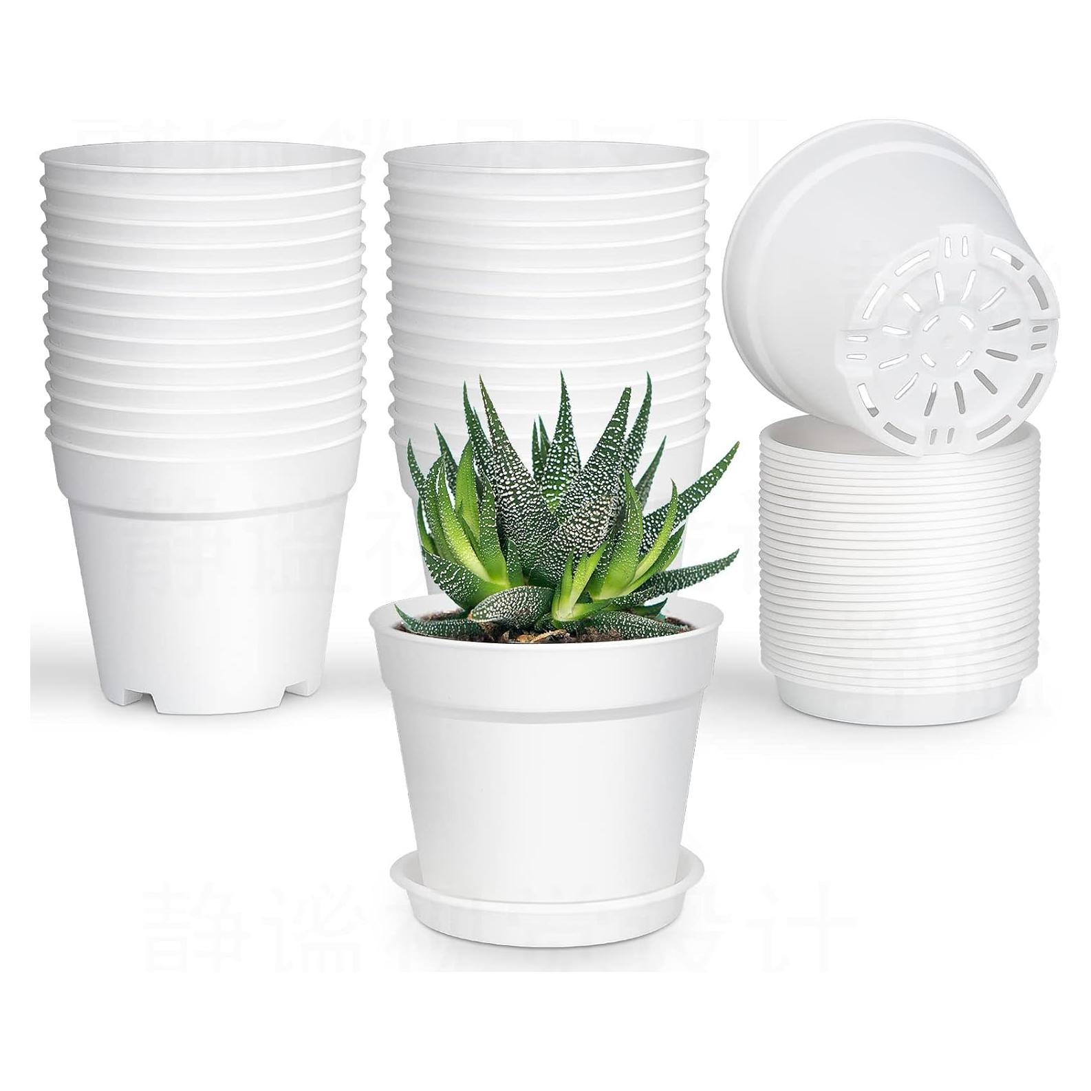 28 Macetas de Plástico 4" SwinDuck con Plato Drenaje Blanco
