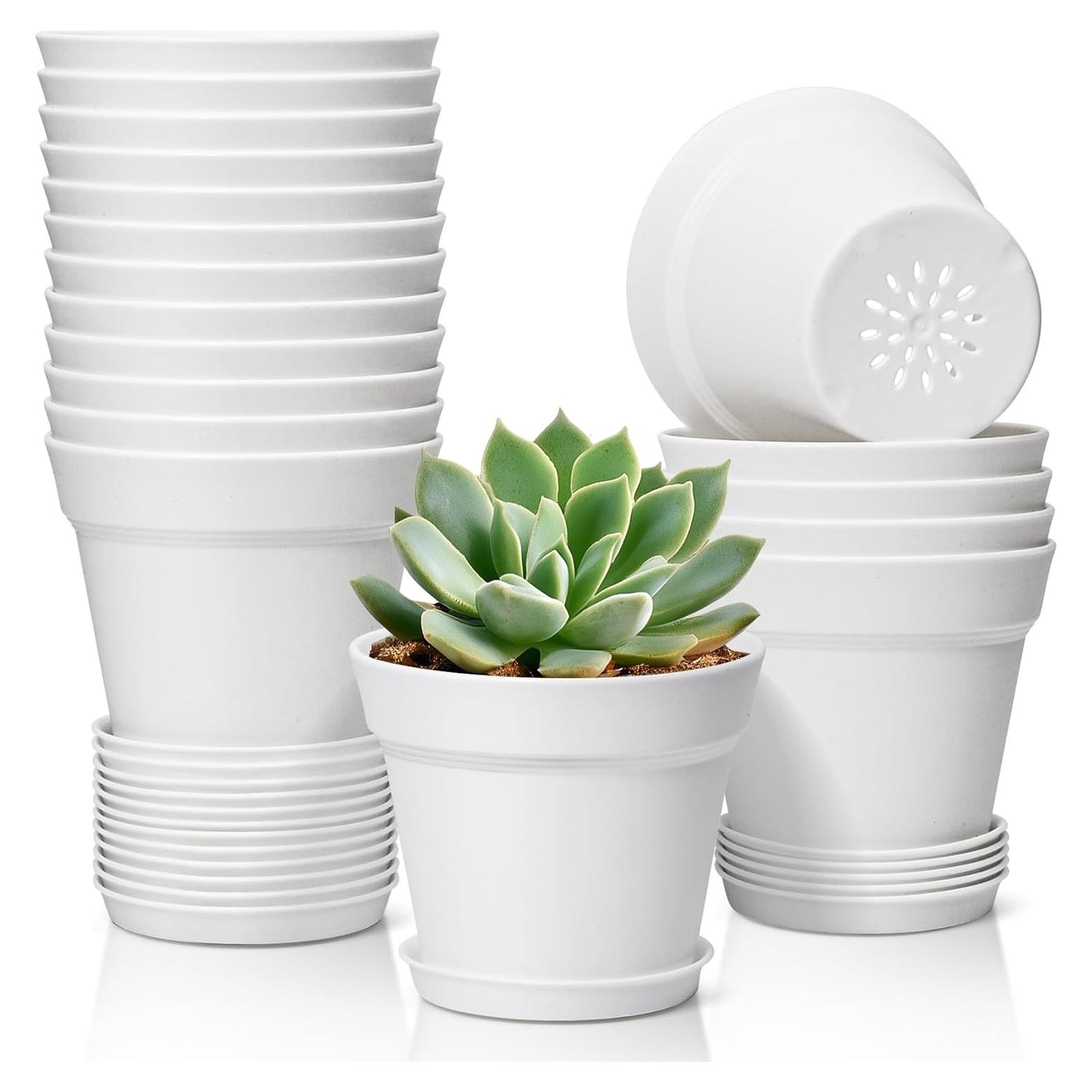 Macetas de 10 cm T4U Paquete de 18 con Plato y Drenaje