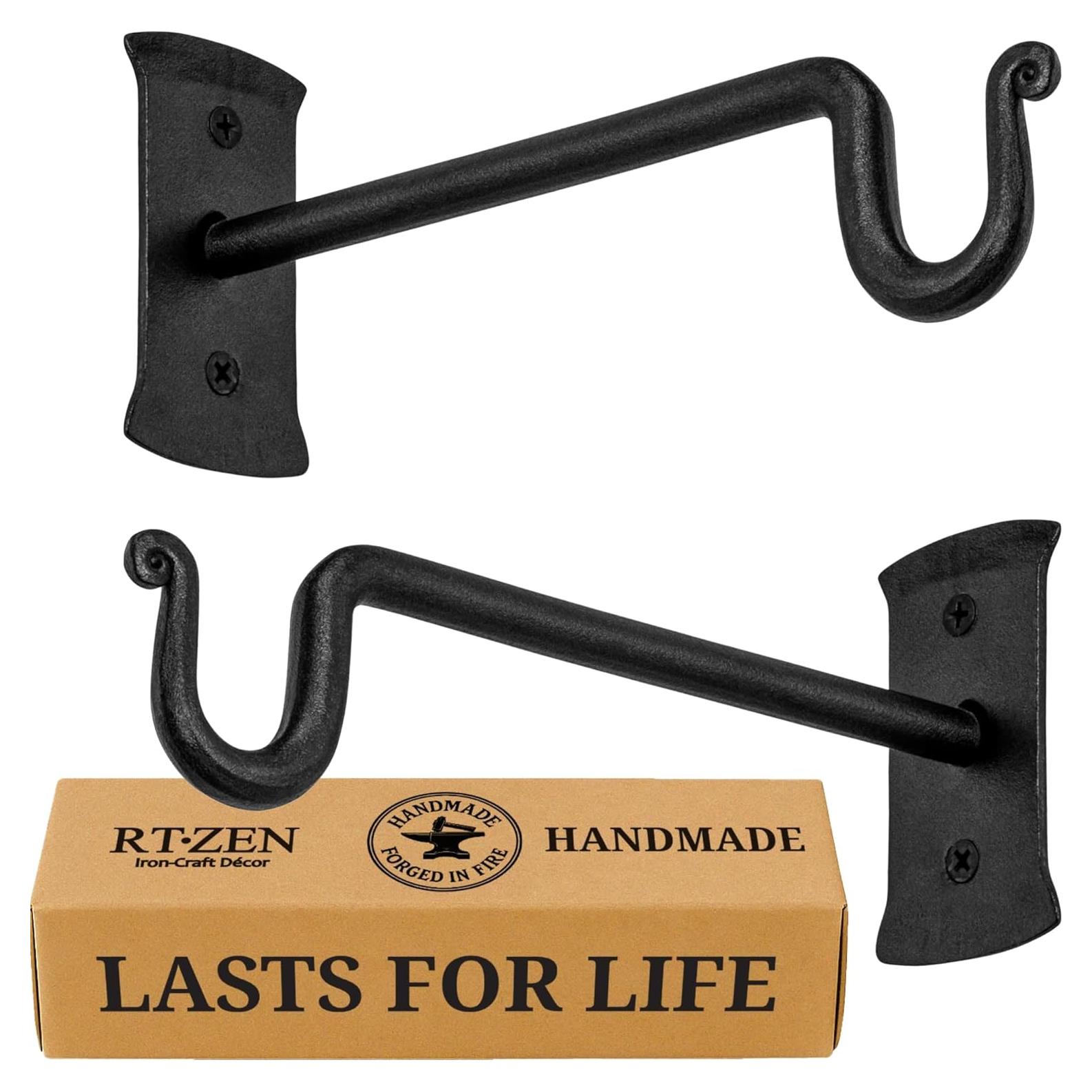 Soportes para Plantas RTZEN - Ganchos de Hierro Forjado Negros