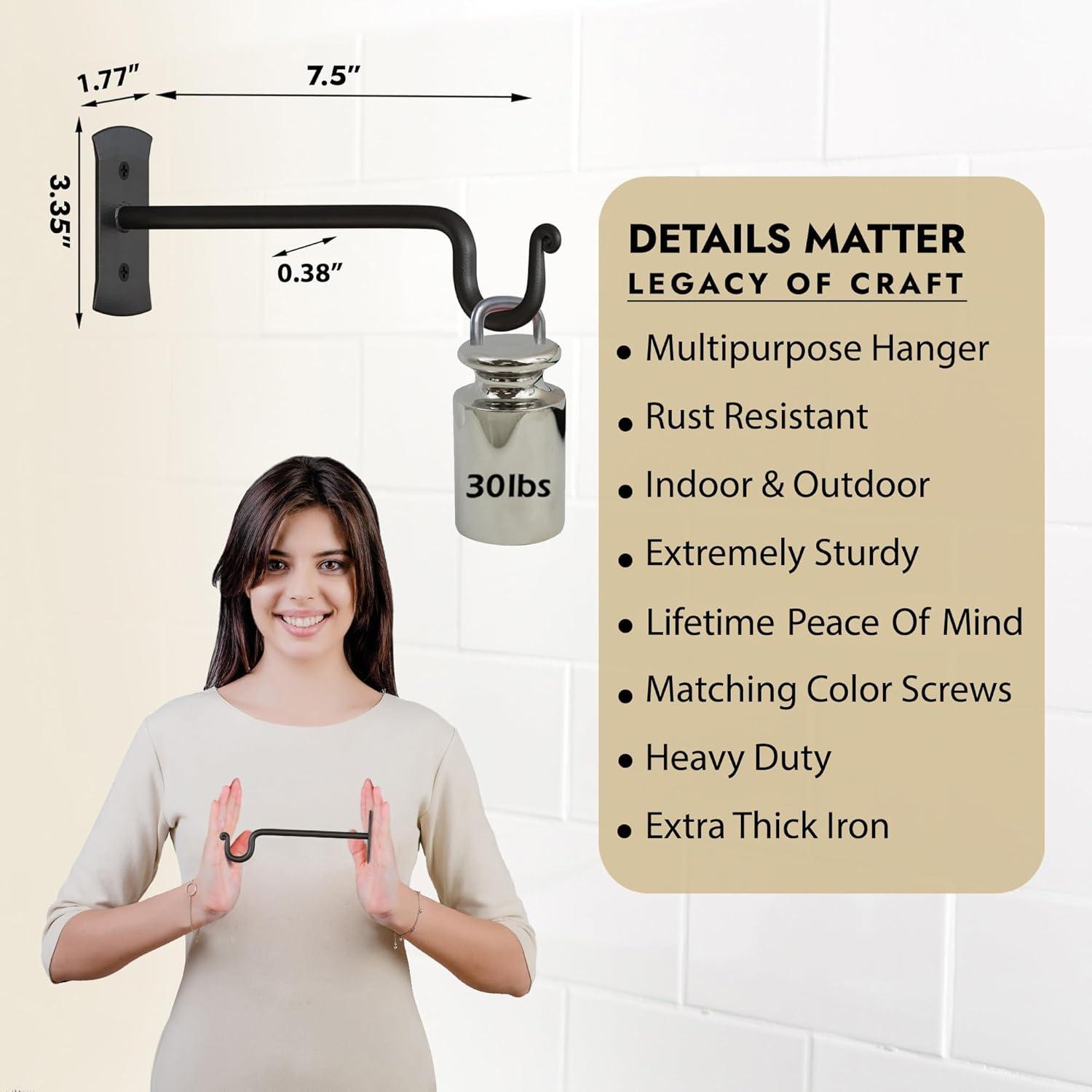 Soportes para Plantas RTZEN - Ganchos de Hierro Forjado Negros
