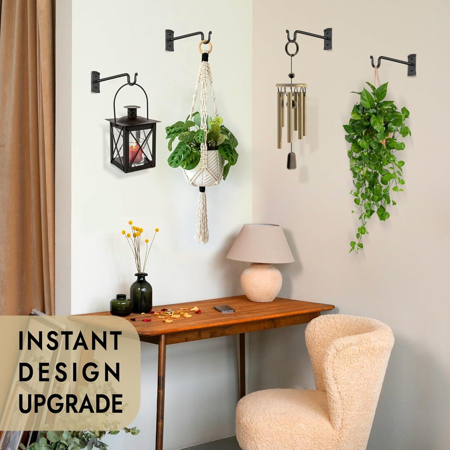 Soportes para Plantas RTZEN - Ganchos de Hierro Forjado Negros