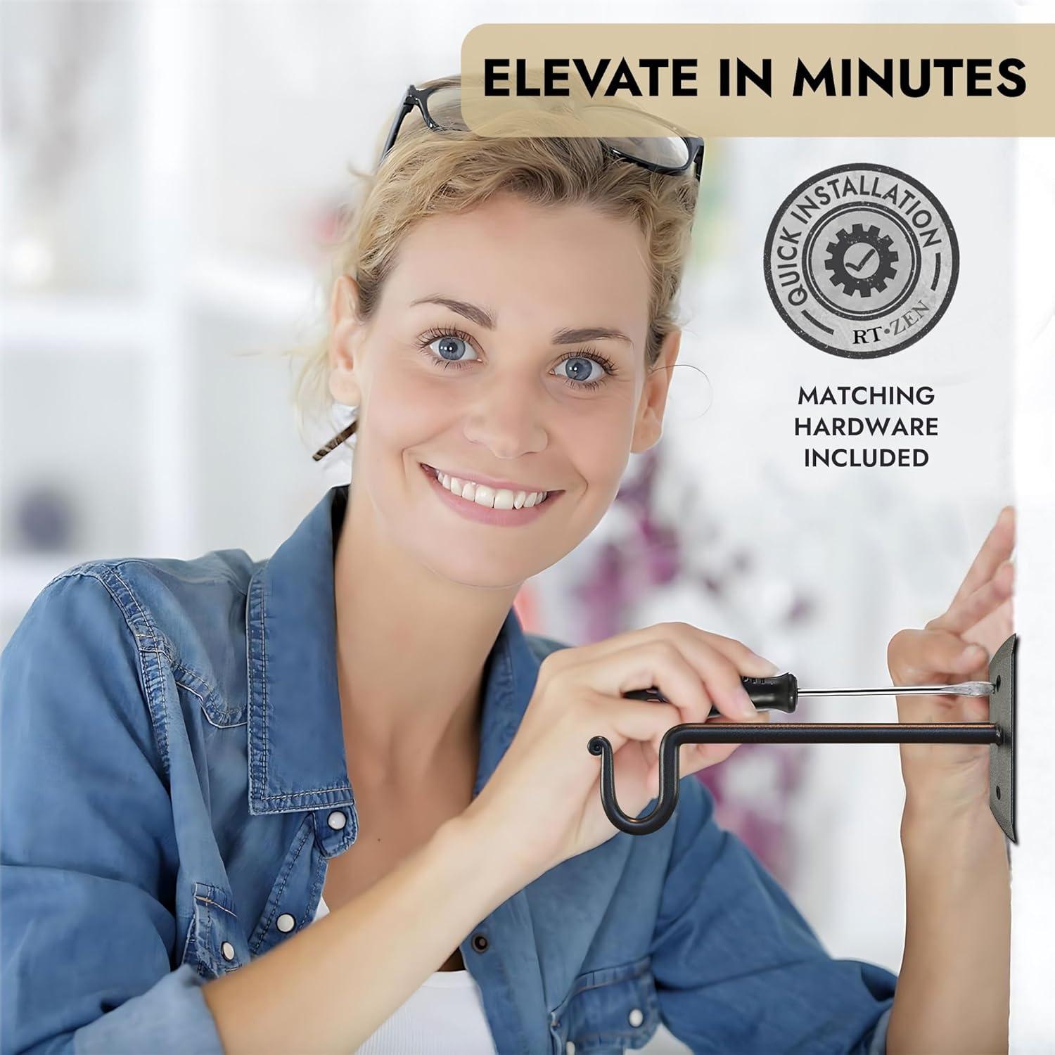 Soportes para Plantas RTZEN - Ganchos de Hierro Forjado Negros