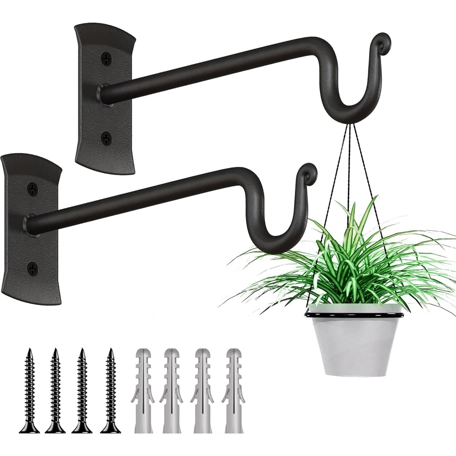 Soportes para Plantas RTZEN - Ganchos de Hierro Forjado Negros