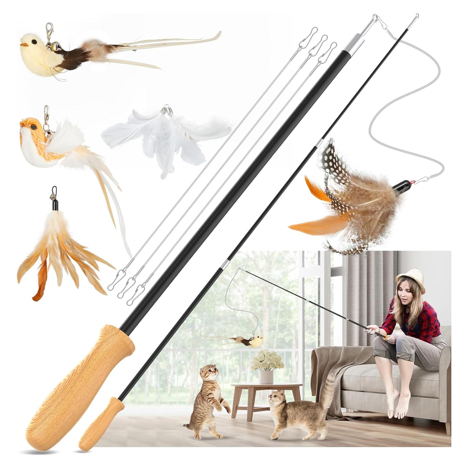 Juguete Interactivo para Gatos ROSAUI Varita 109 cm con 5 Recargas