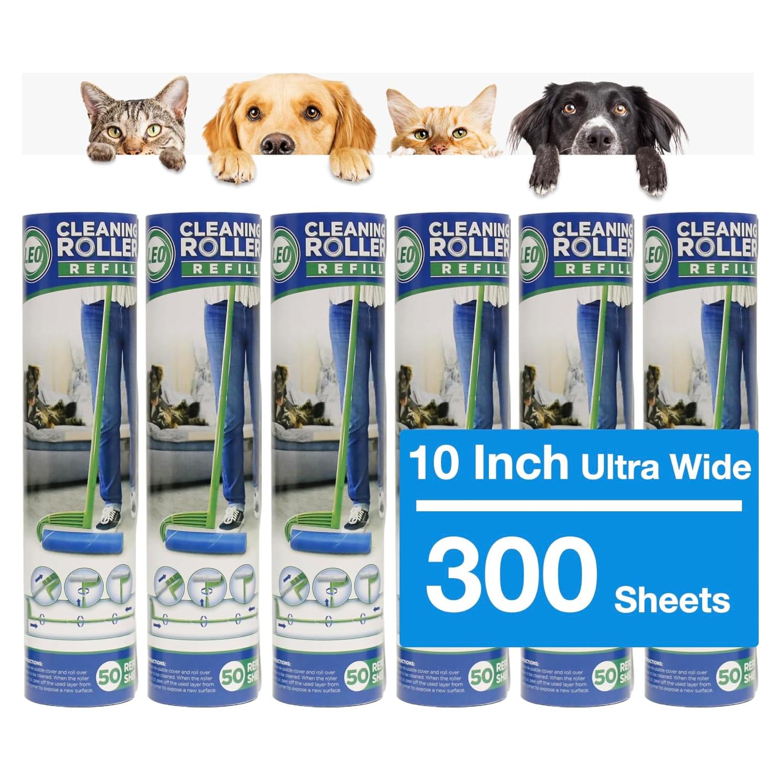 Rodillo Adhesivo Leo MegaClean 10" Ancho 6 Rollos para Mascotas