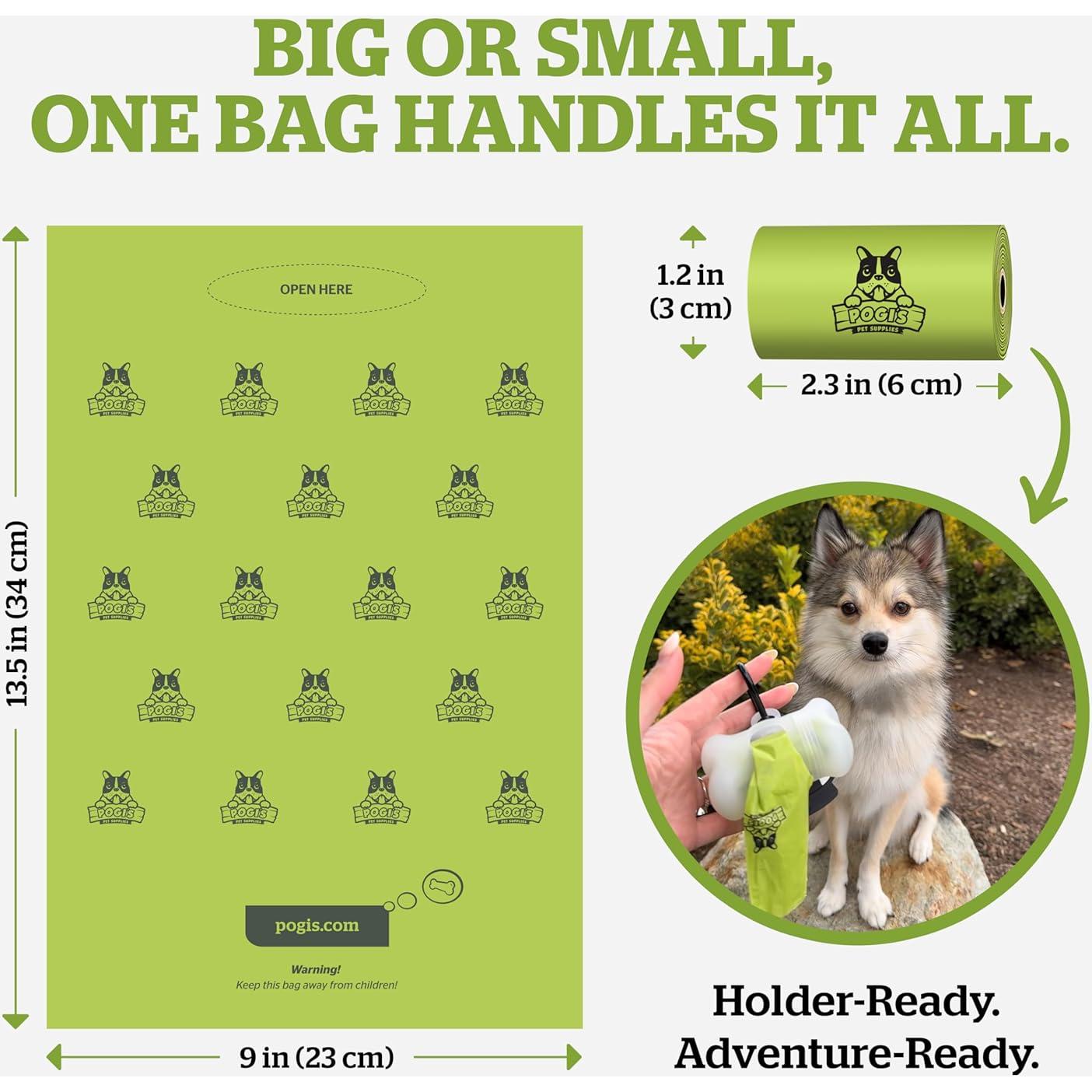 Dispensador de bolsas de caca para perros Pogi con clip y 15 bolsas