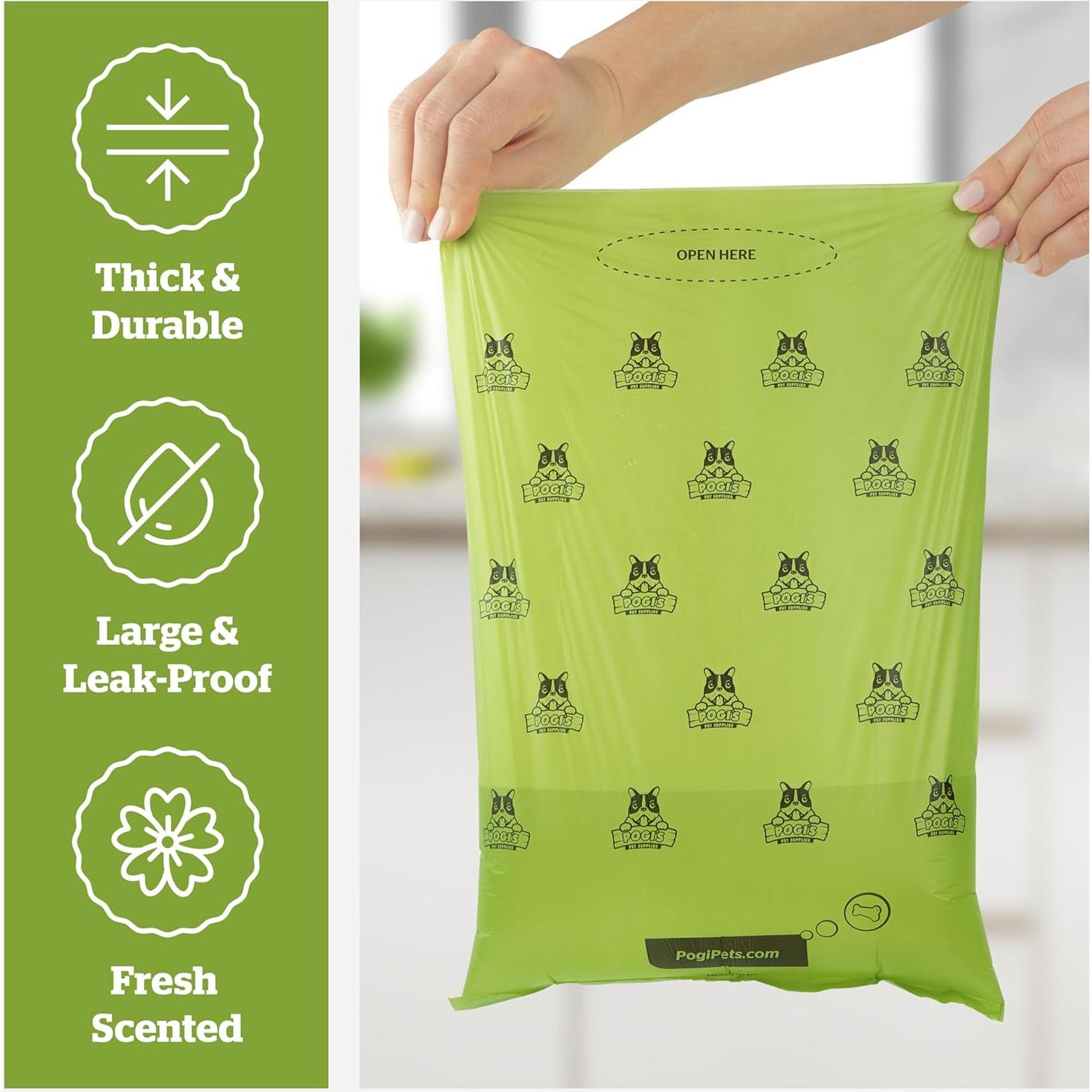 Dispensador de bolsas de caca para perros Pogi con clip y 15 bolsas