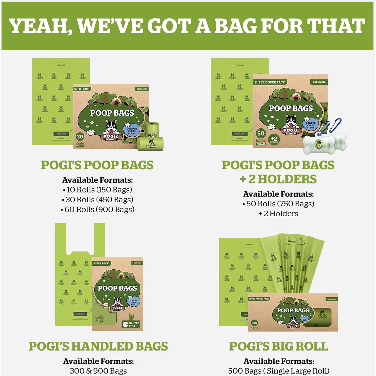 Dispensador de bolsas de caca para perros Pogi con clip y 15 bolsas