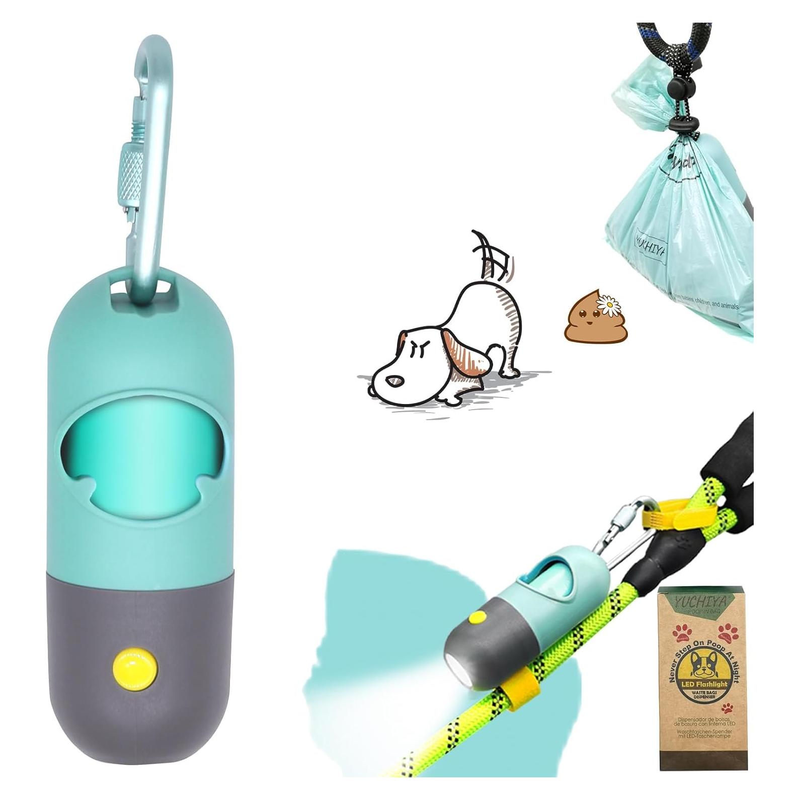 Dispensador de Bolsa de Excremento para Perro YUCHIYA LED Azul