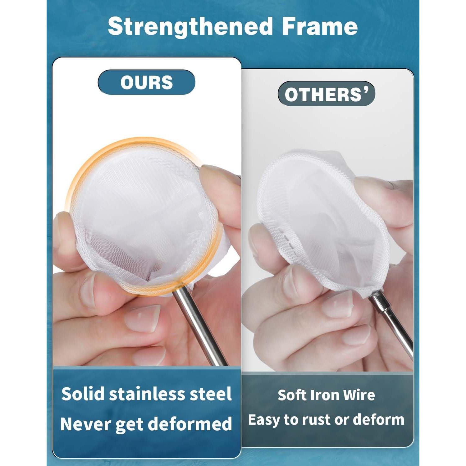 Red de Camarones Pawfly 5.08cm con Mango Telescópico Acero Inoxidable