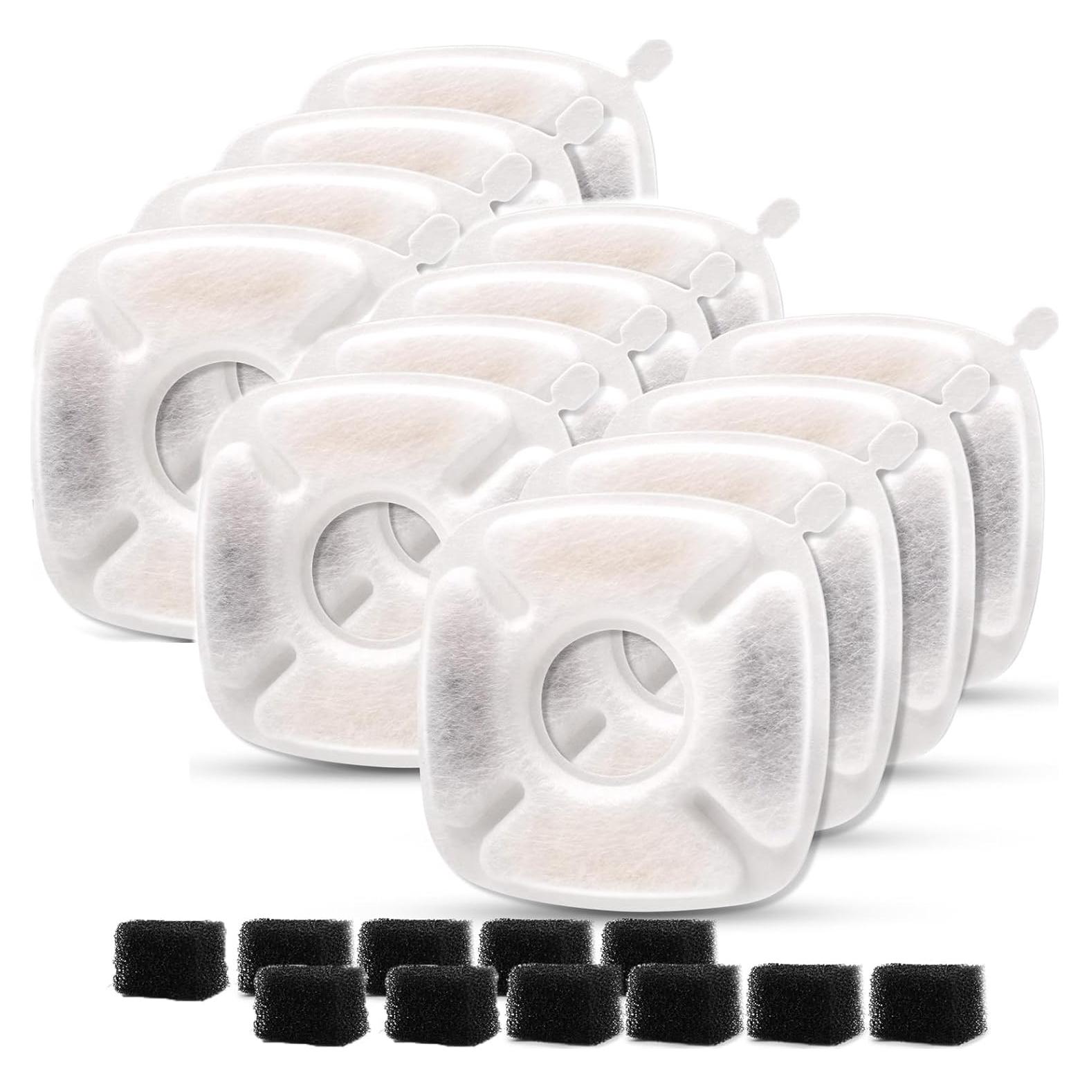 Filtros de agua para mascotas Cylomert VK663 - 12 filtros de carbono y esponja