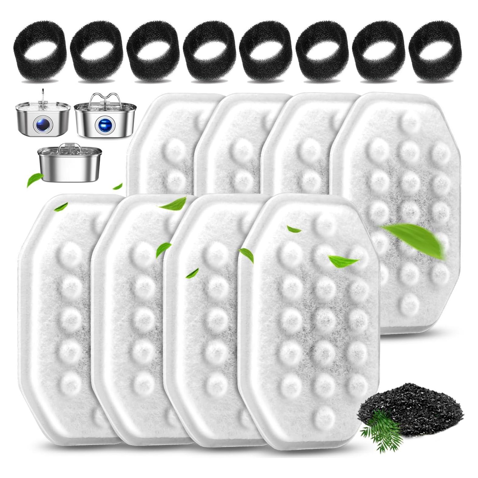 Paquete de 8 Filtros y 8 Esponjas Artiaims para Fuente de Agua Gatos