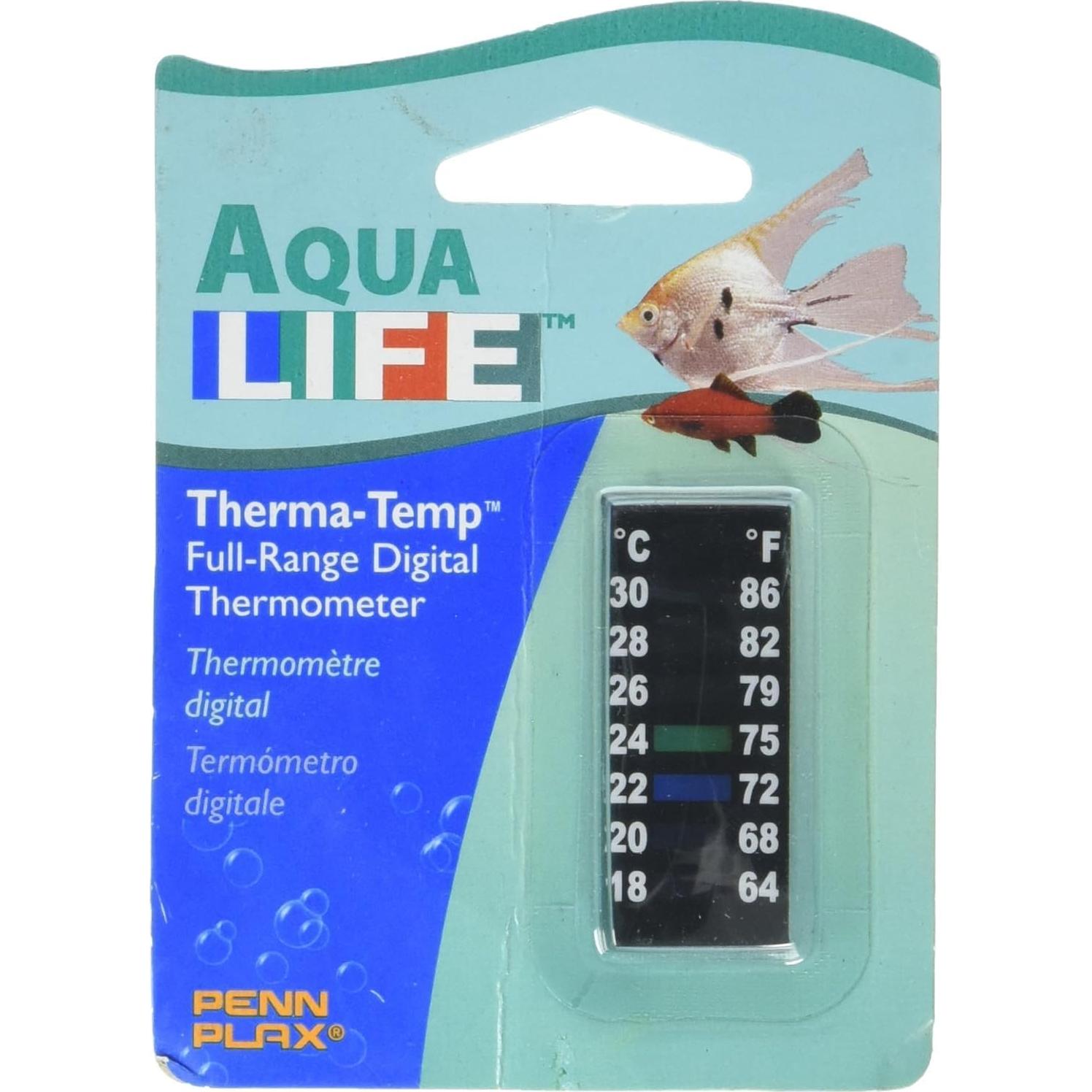 Penn-Plax Therma-Temp Temperature Sensitive Thermometer | Great for Checking The Water Temperature in Smaller Tanks | Small Strip, 2" (DT014)