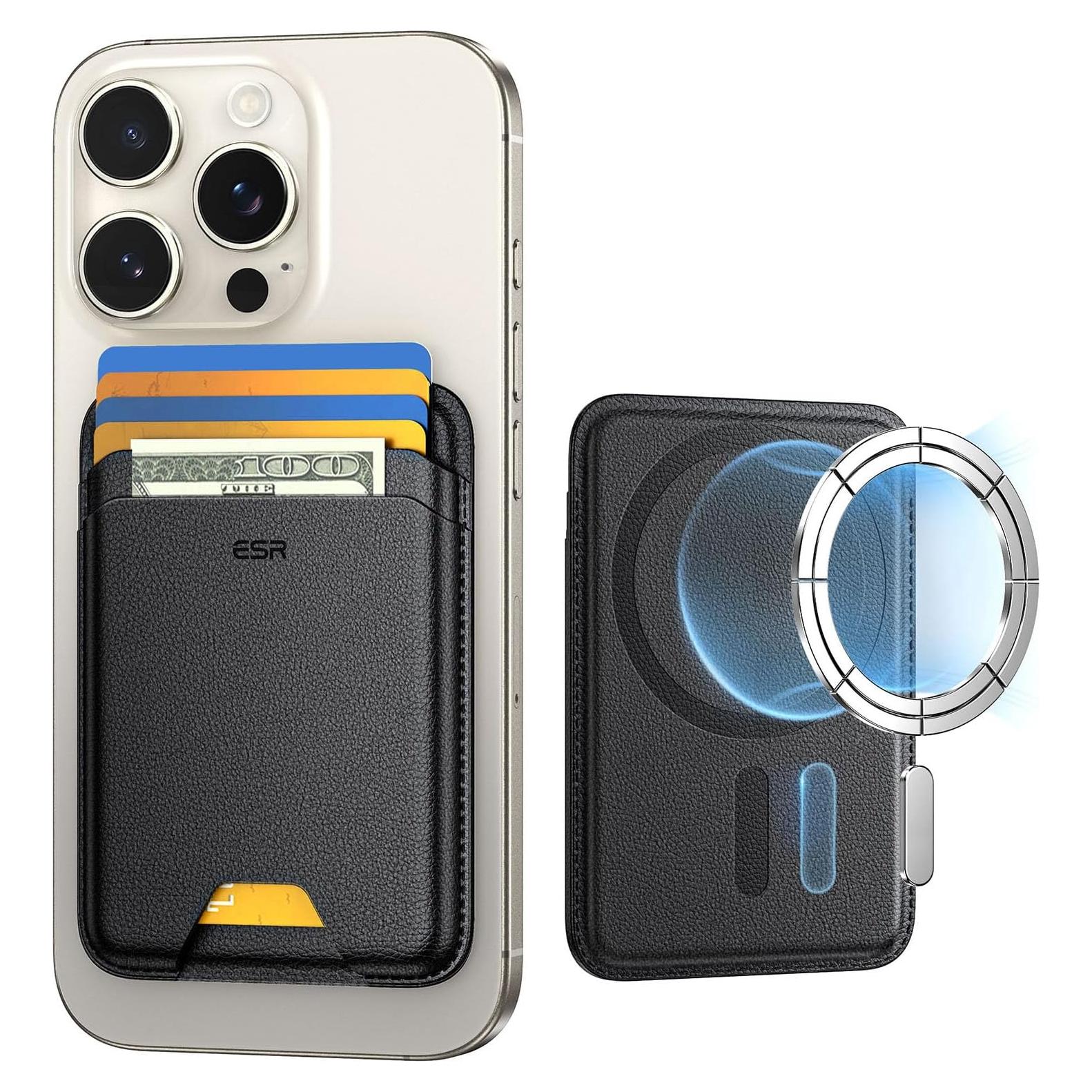 Cartera MagSafe ESR para iPhone 16/15/14/13/12, 5 Tarjetas, RFID, Negro