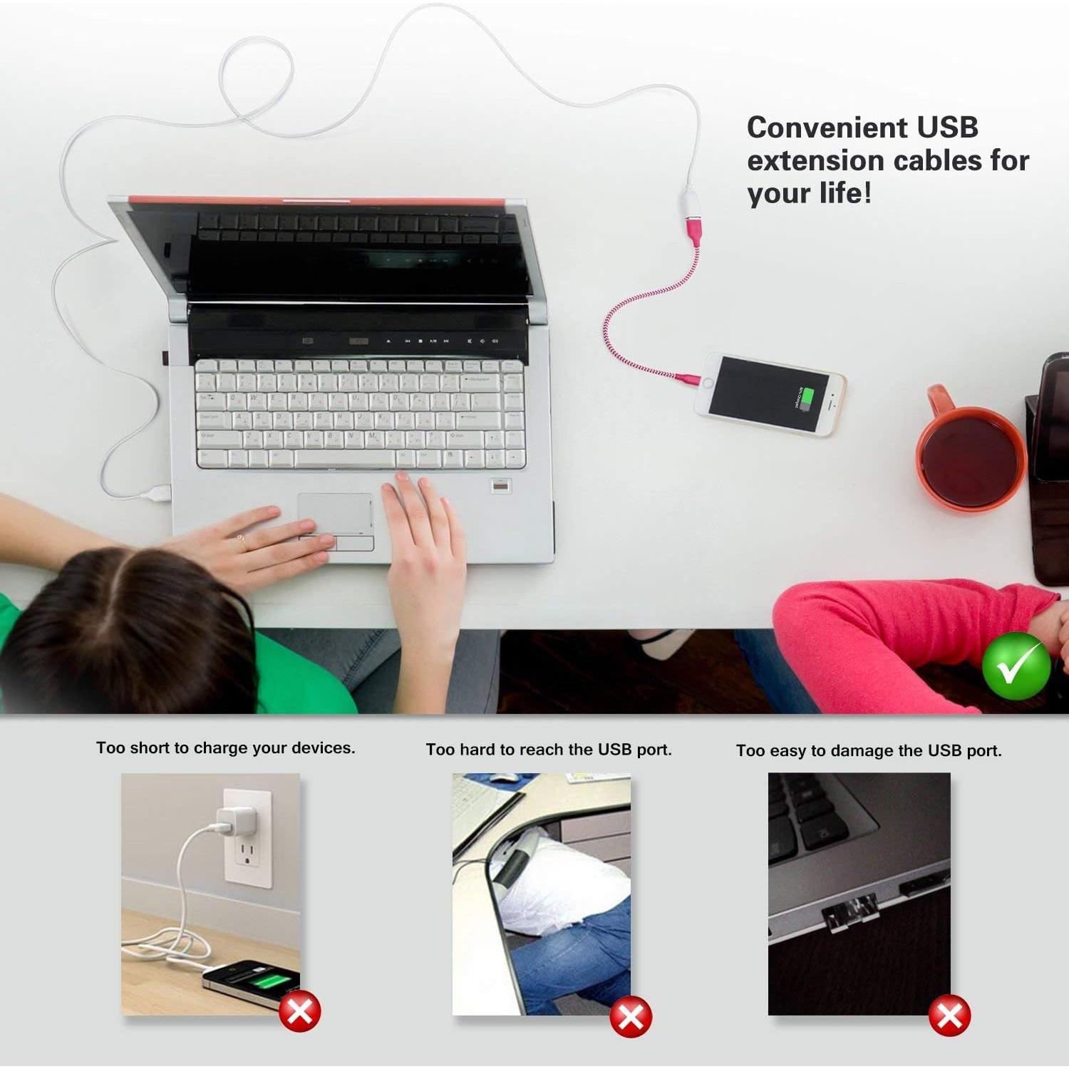 Cable de Extensión USB 2.0 Costyle Blanco 2m Macho a Hembra