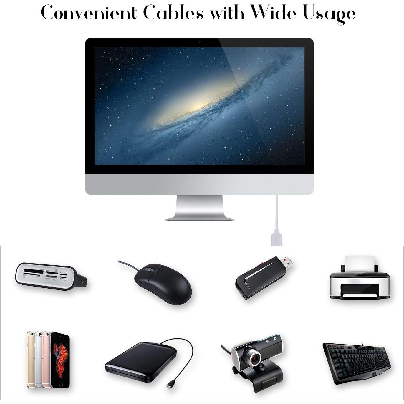 Cable de Extensión USB 2.0 Costyle Blanco 2m Macho a Hembra