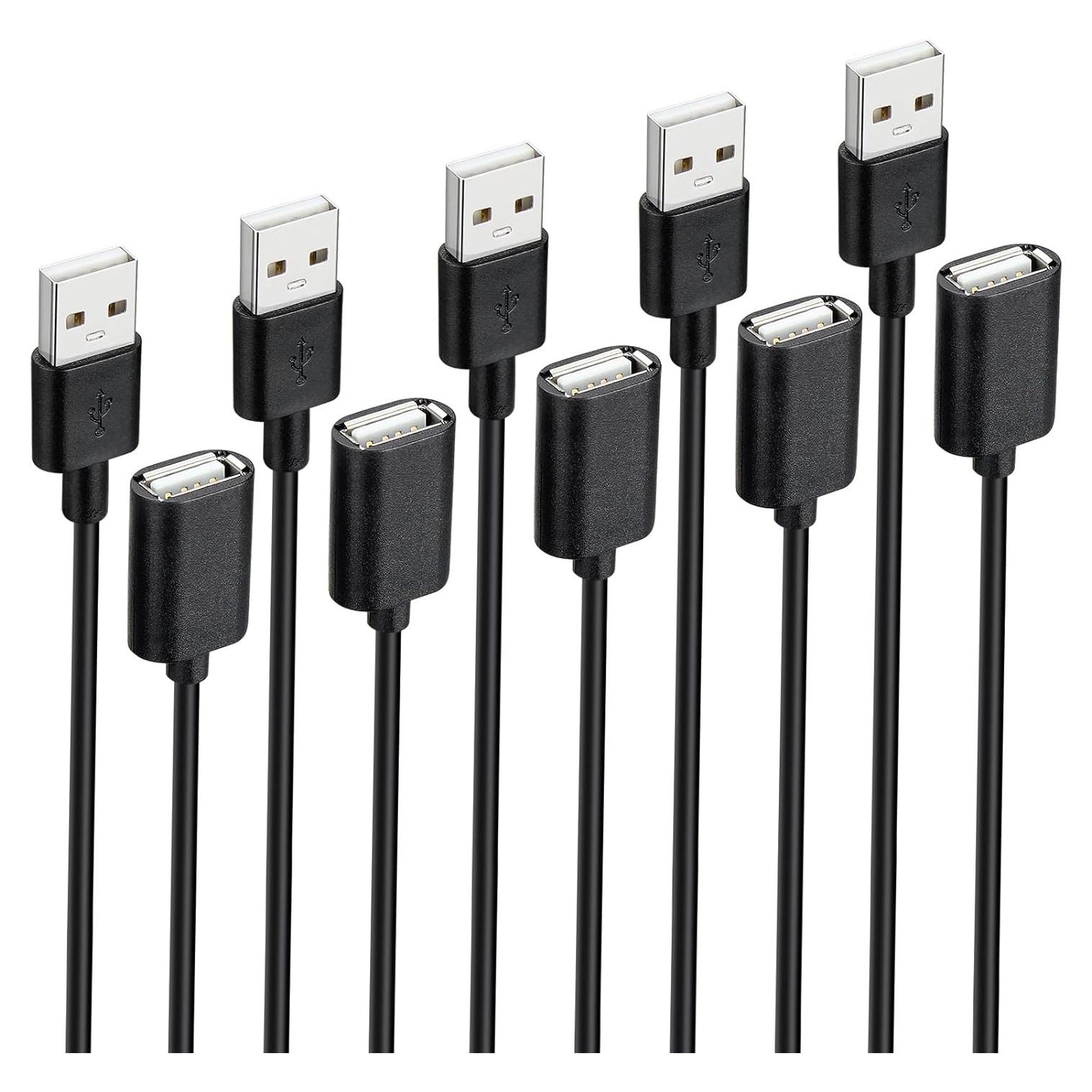 Paquete de 5 Cables Extensores USB A 2.0 SMAYS 1.52m