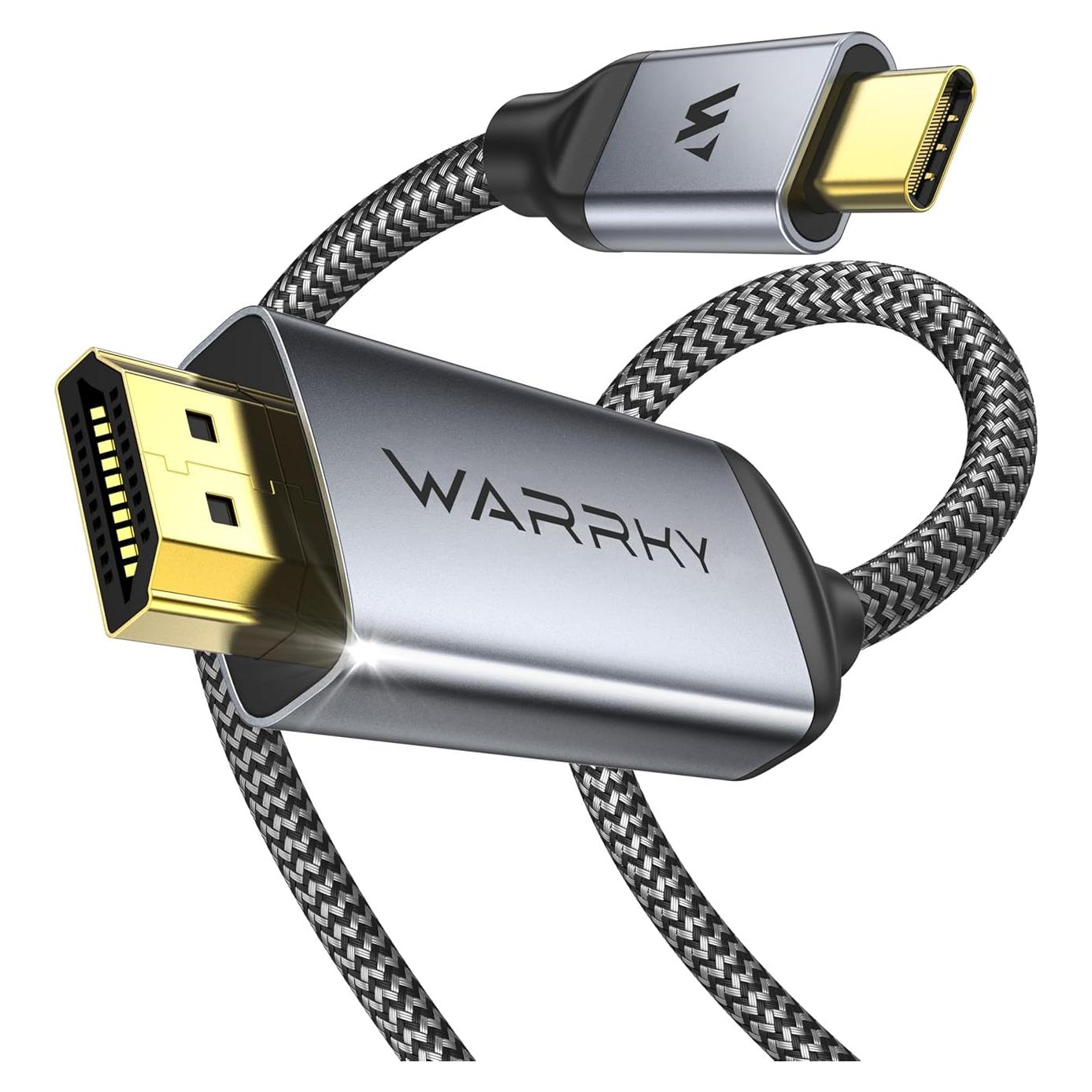 Cable HDMI 4K 60Hz WARRKY Tipo C 1.83m Aluminio Chapado Oro