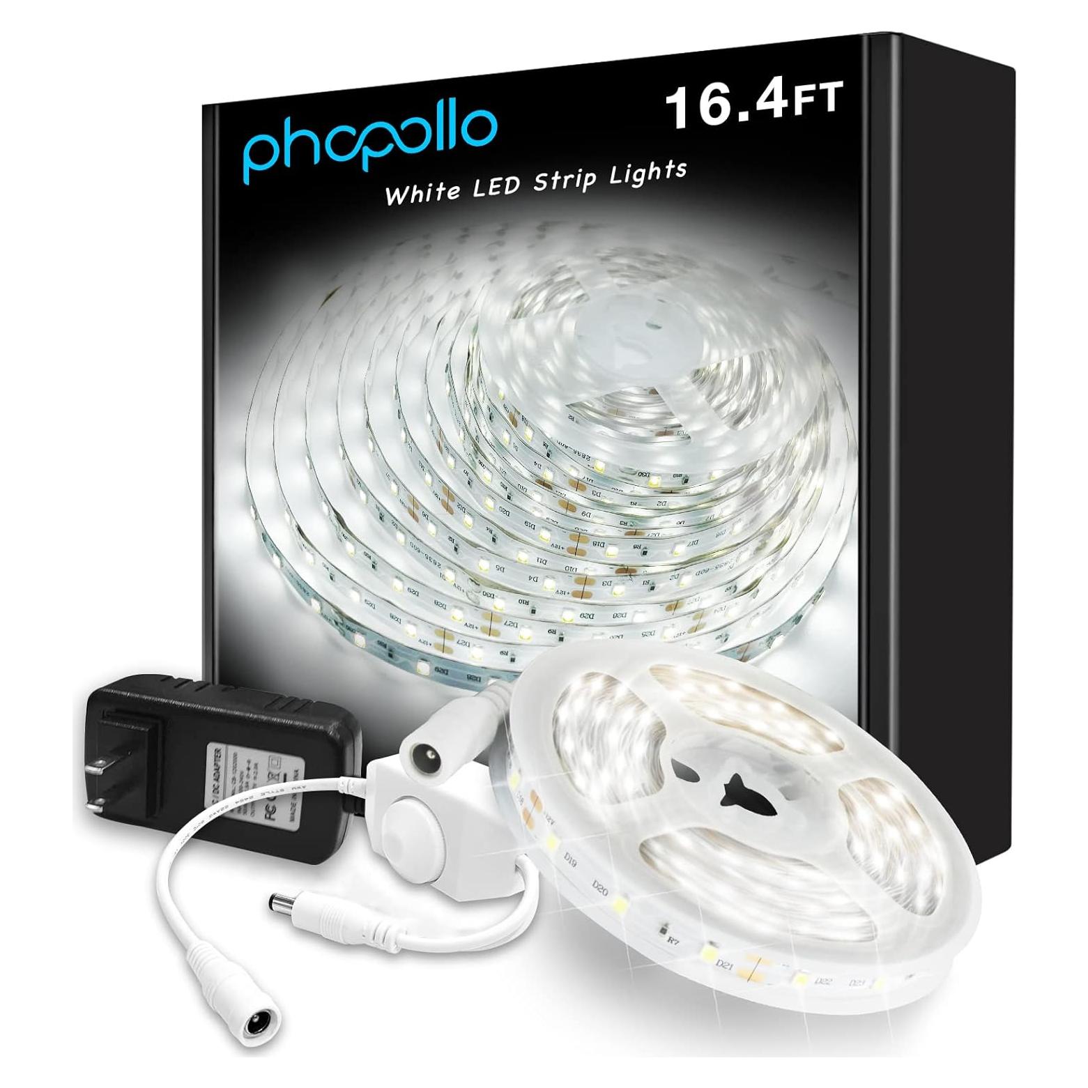 Tira LED Regulable 5m PHOPOLLO 6500K Luz Blanca Diurna