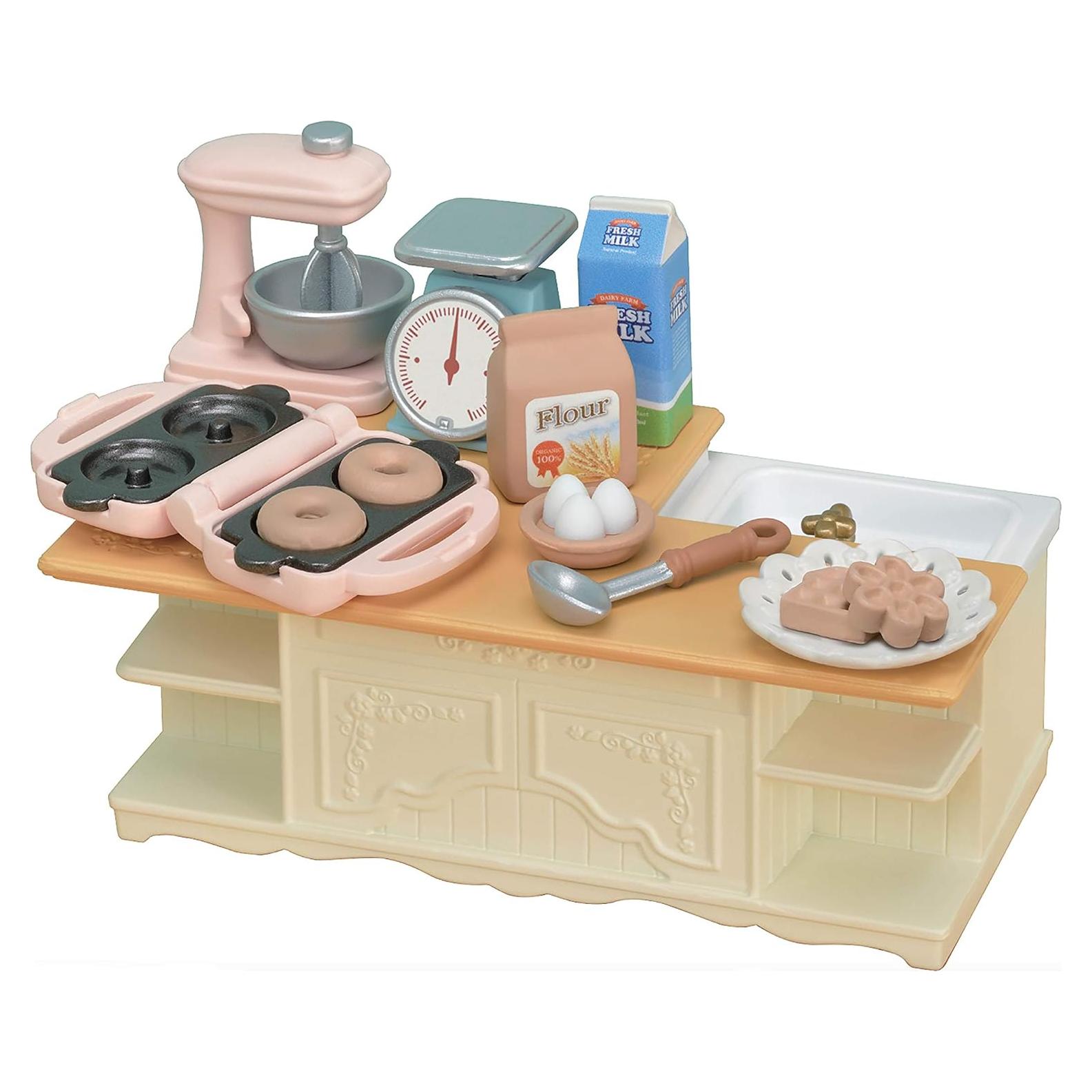 Isla de Cocina Calico Critters - Muebles 18 Piezas Interactivos