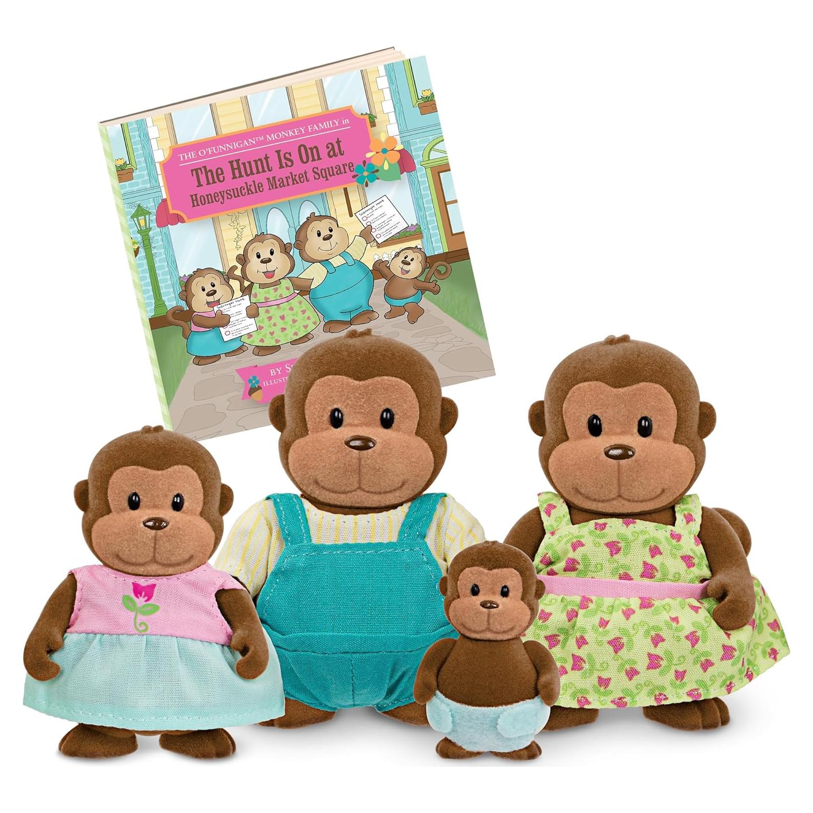 Familia de monos O'Funnigan Li'l Woodzeez - Set 4 figuras