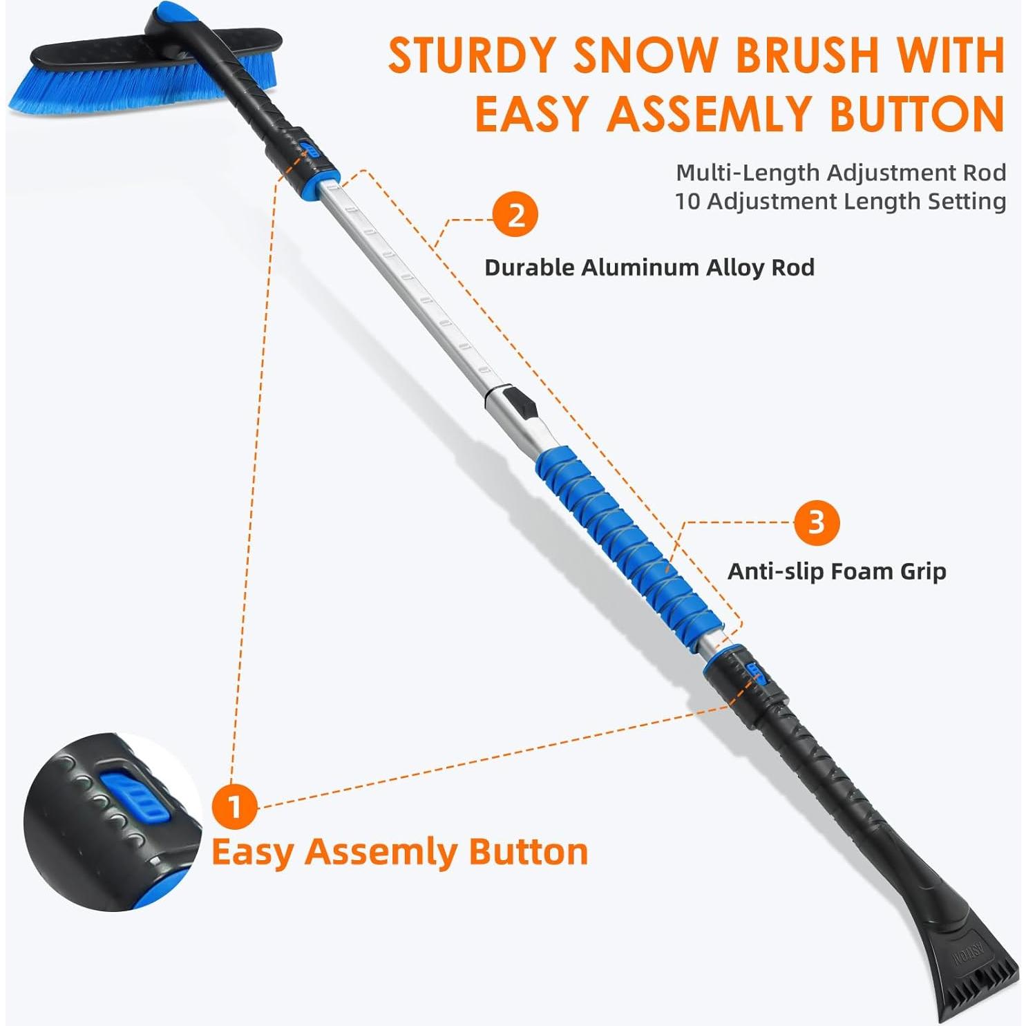 Raspador de Nieve Extensible AstroAI 120 cm con Cabezal Pivotante