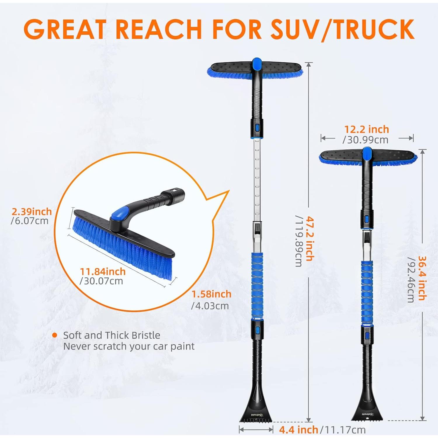 Raspador de Nieve Extensible AstroAI 120 cm con Cabezal Pivotante