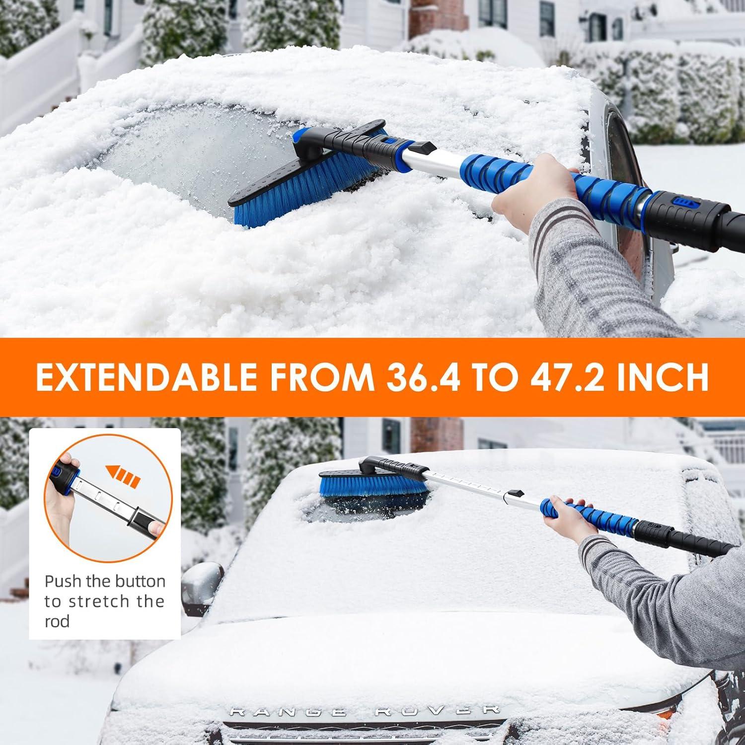 Raspador de Nieve Extensible AstroAI 120 cm con Cabezal Pivotante