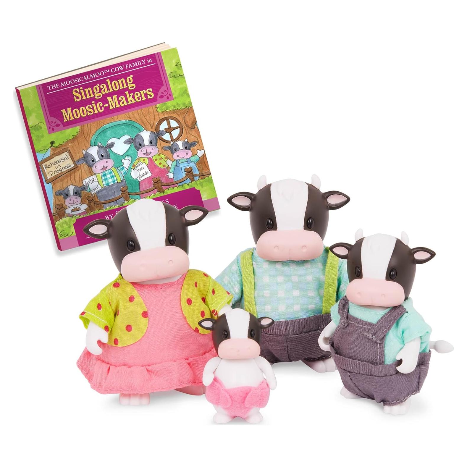 Familia de Vacas Moosicalmoo Li'l Woodzeez - Set 4 Figuras