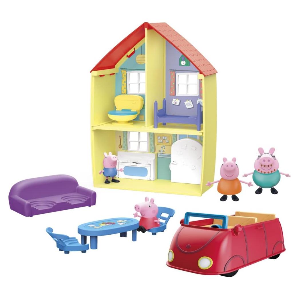 Casa de Peppa Pig con 4 Figuras y Coche Rojo - Hasbro