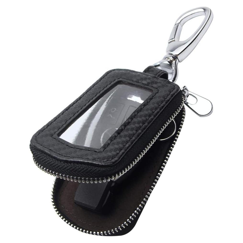 Funda de Llave de Coche Universal de Cuero Genuino Negra