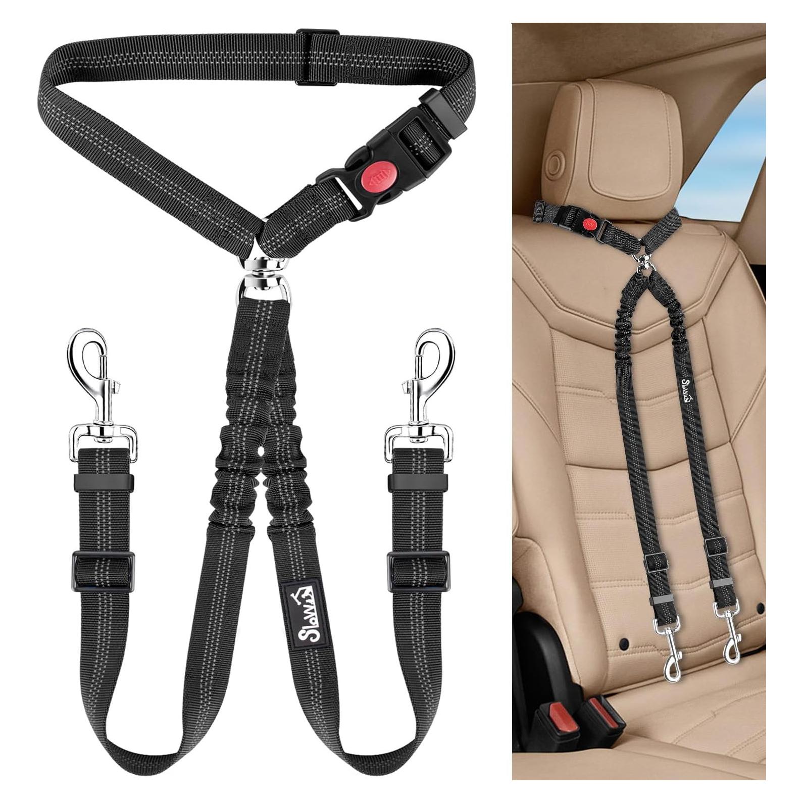 Cinturón de Seguridad para Perros Dobles Lukovee, Negro