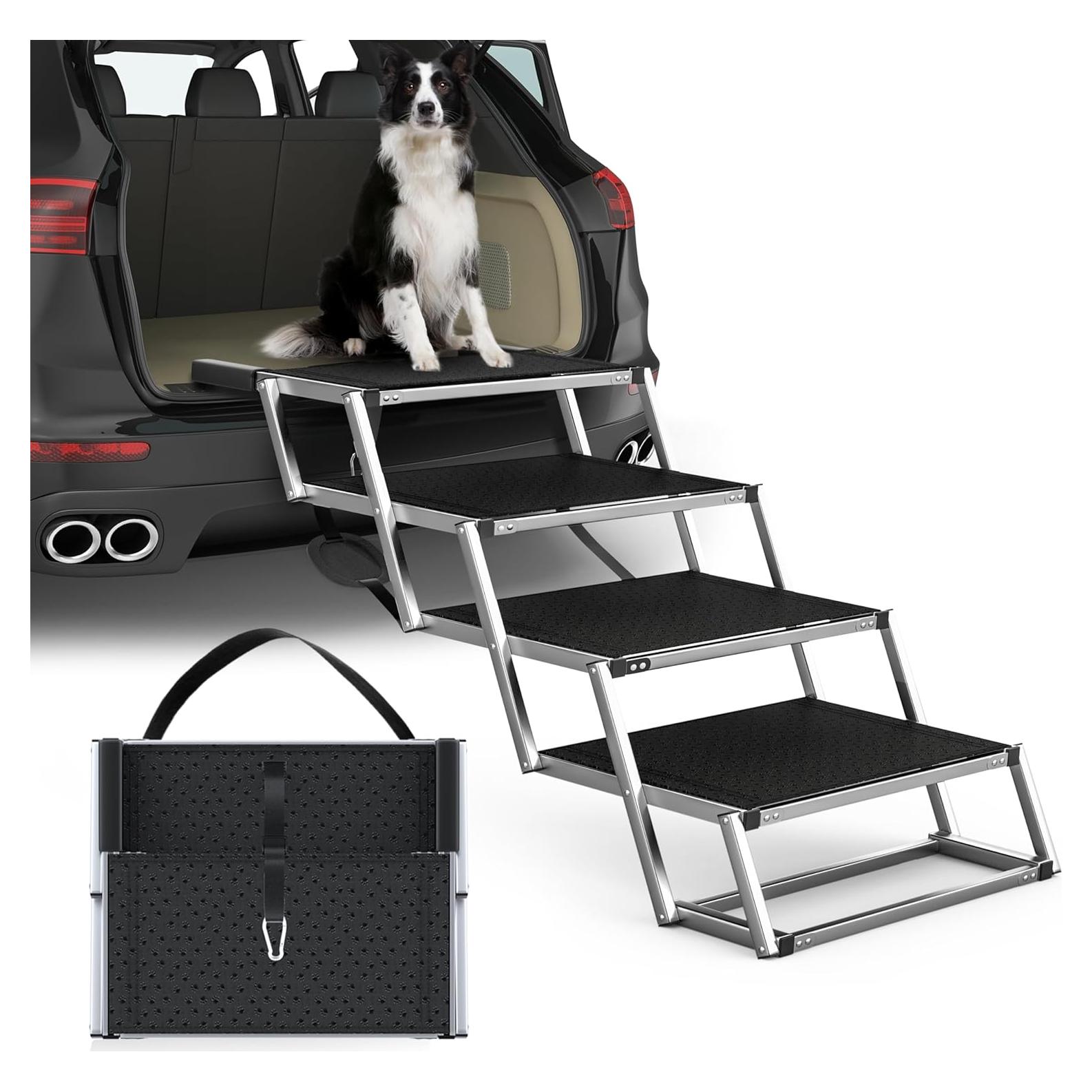 Escalera Plegable para Perros PetRuna 4 Escalones Antideslizante