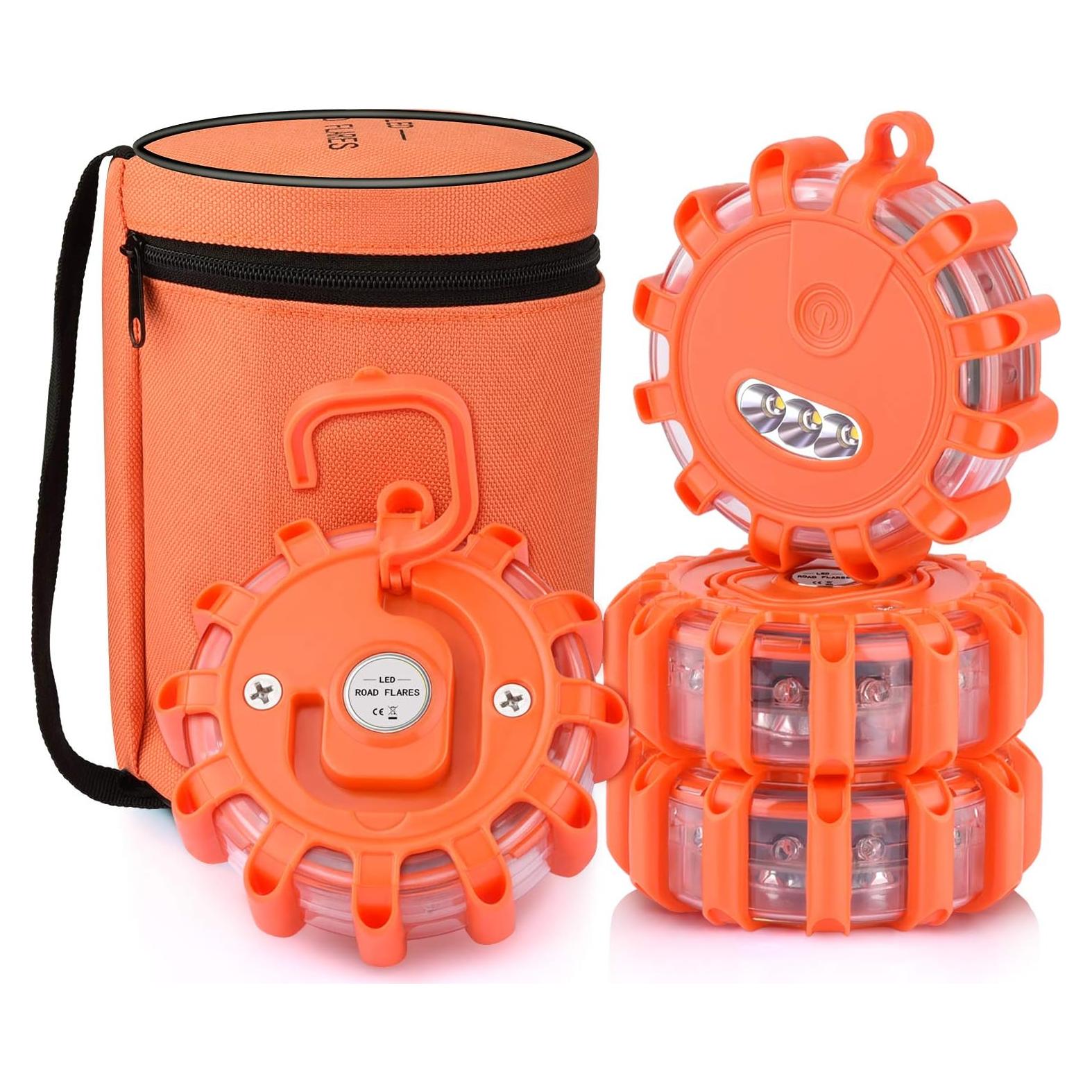 Flares LED de Seguridad AK 4 Pack con Base Magnética IP67