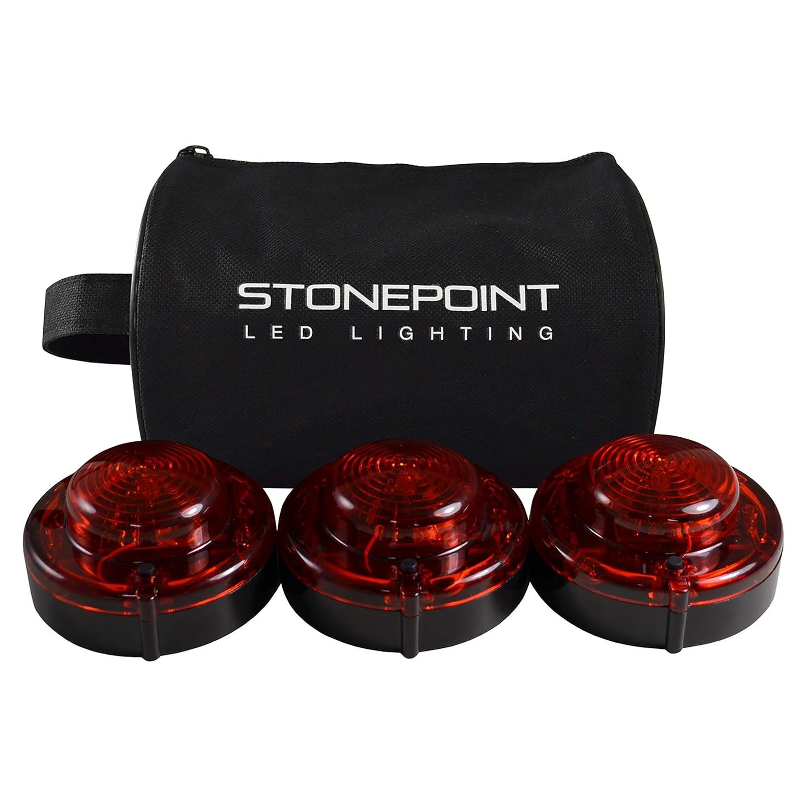 Kit de 3 Bengalas LED de Emergencia StonePoint con Base Magnética