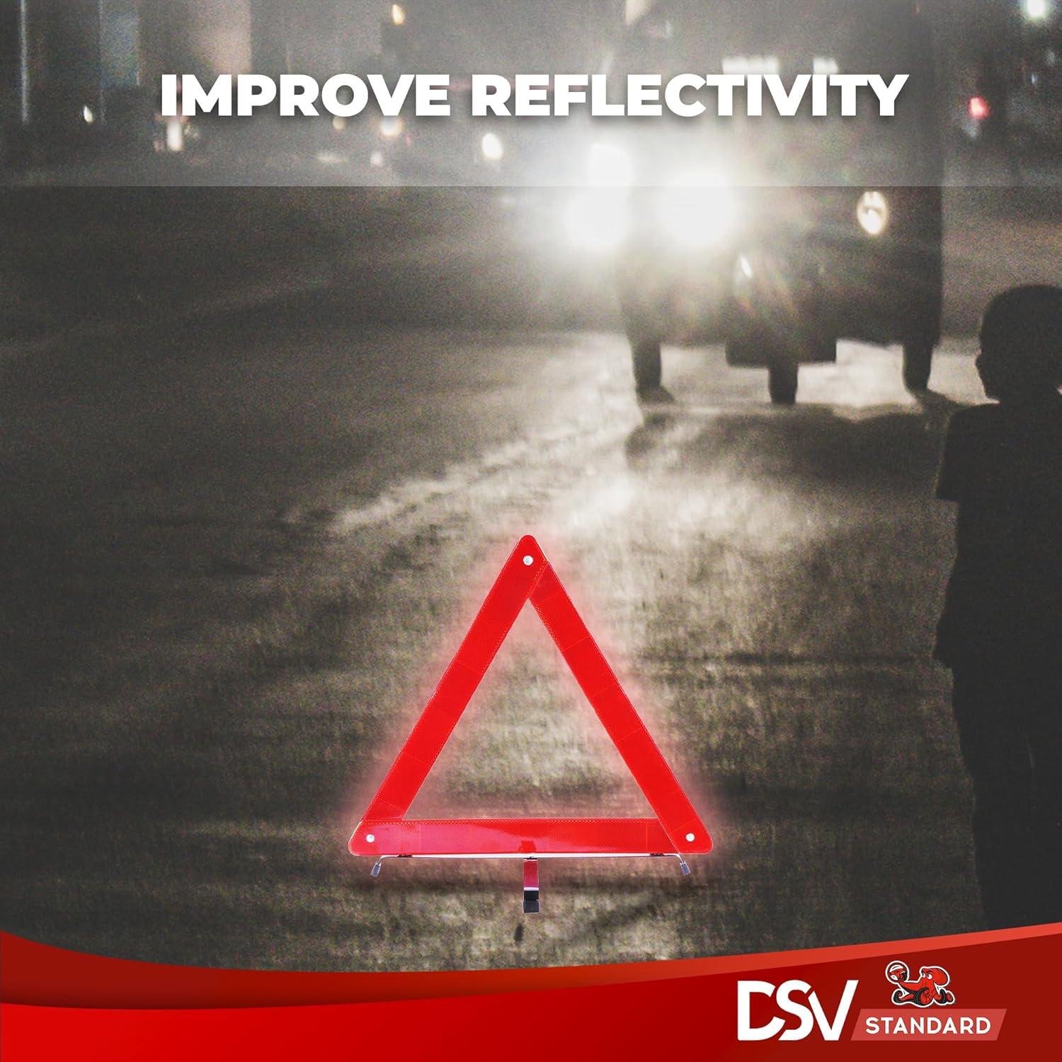 Triángulos de Advertencia DSV - Paquete de 3 Reflectantes 41.1 cm