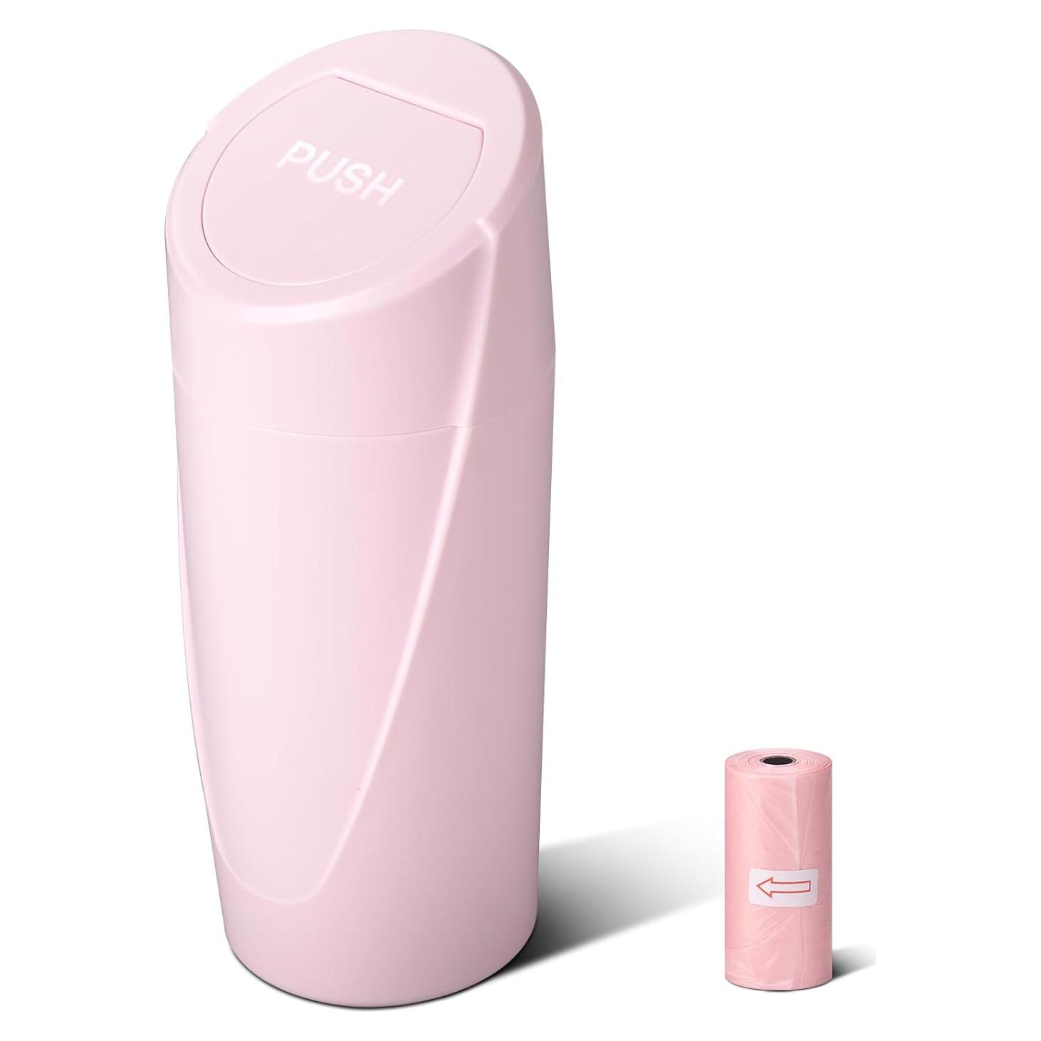 Mini Basurero Vehicular SGLRT Rosa a Prueba de Fugas 16.5x10.2cm