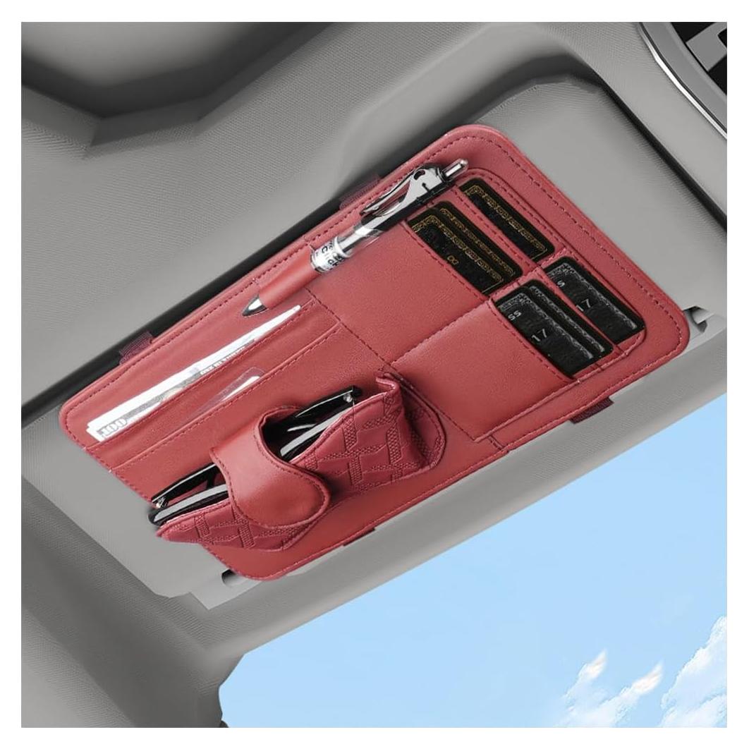 Organizador de Visera de Coche Sandfren Rojo Vino 32x16 cm