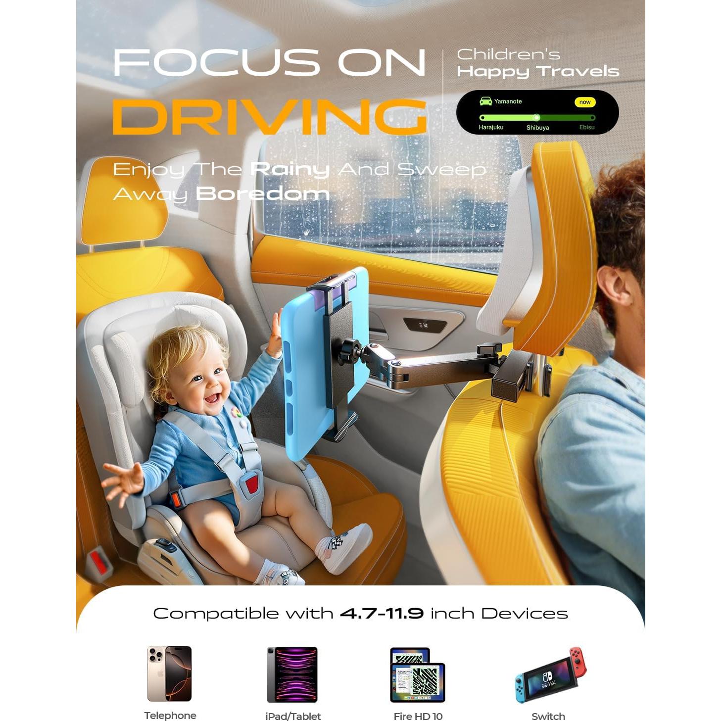 Soporte para Tableta en Reposacabezas LISEN - 95% Cobertura