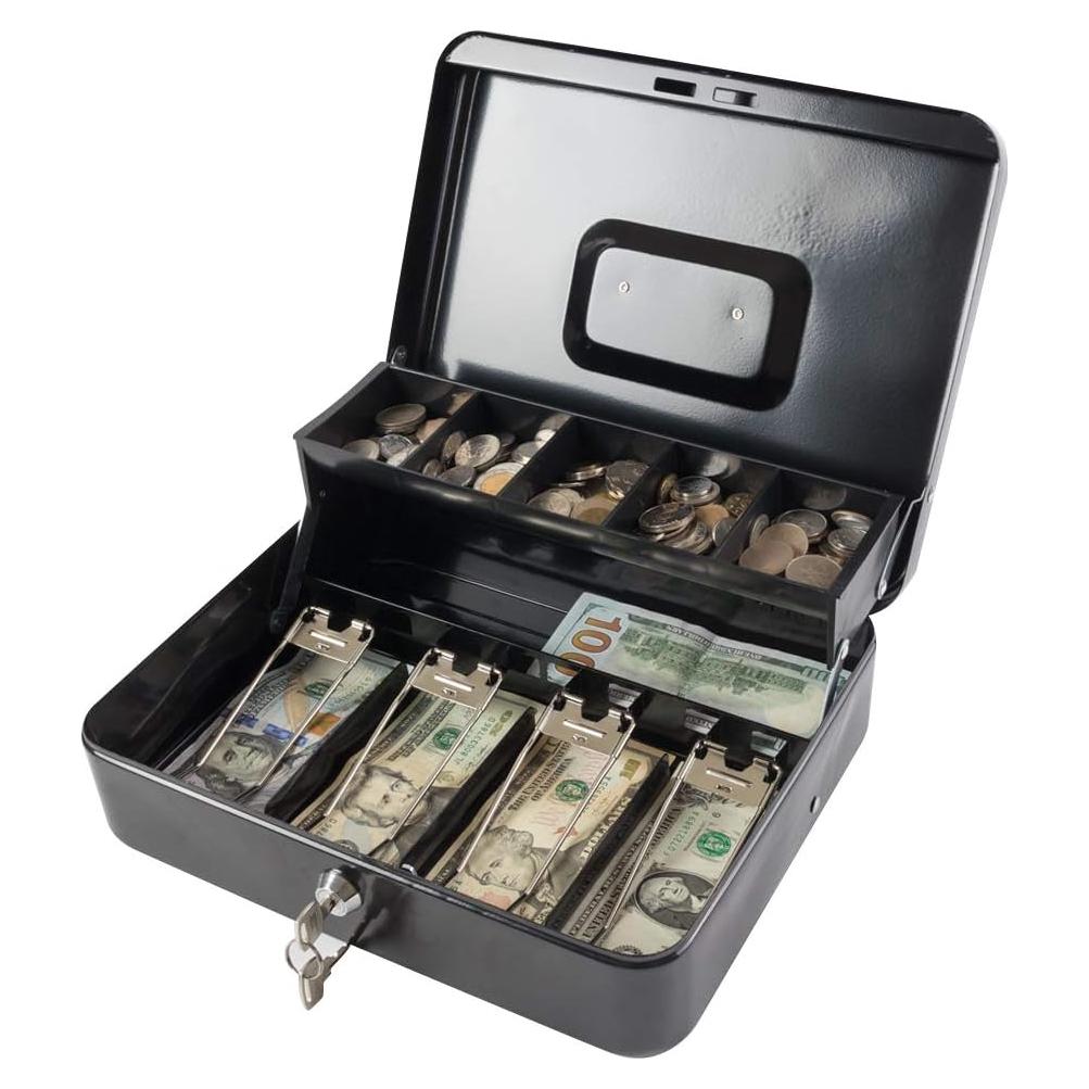 Caja de Dinero KYODOLED con Cerradura de Llave 30x24x9 cm Negra