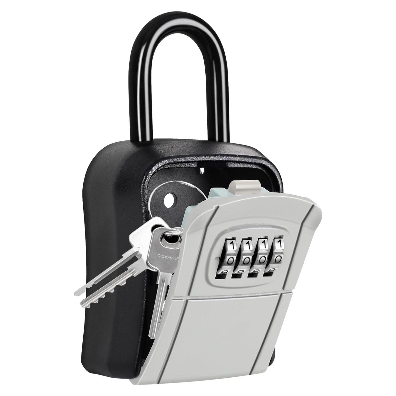 Caja de Llaves Portátil Fayleeko con Cerradura 4 Dígitos Gris