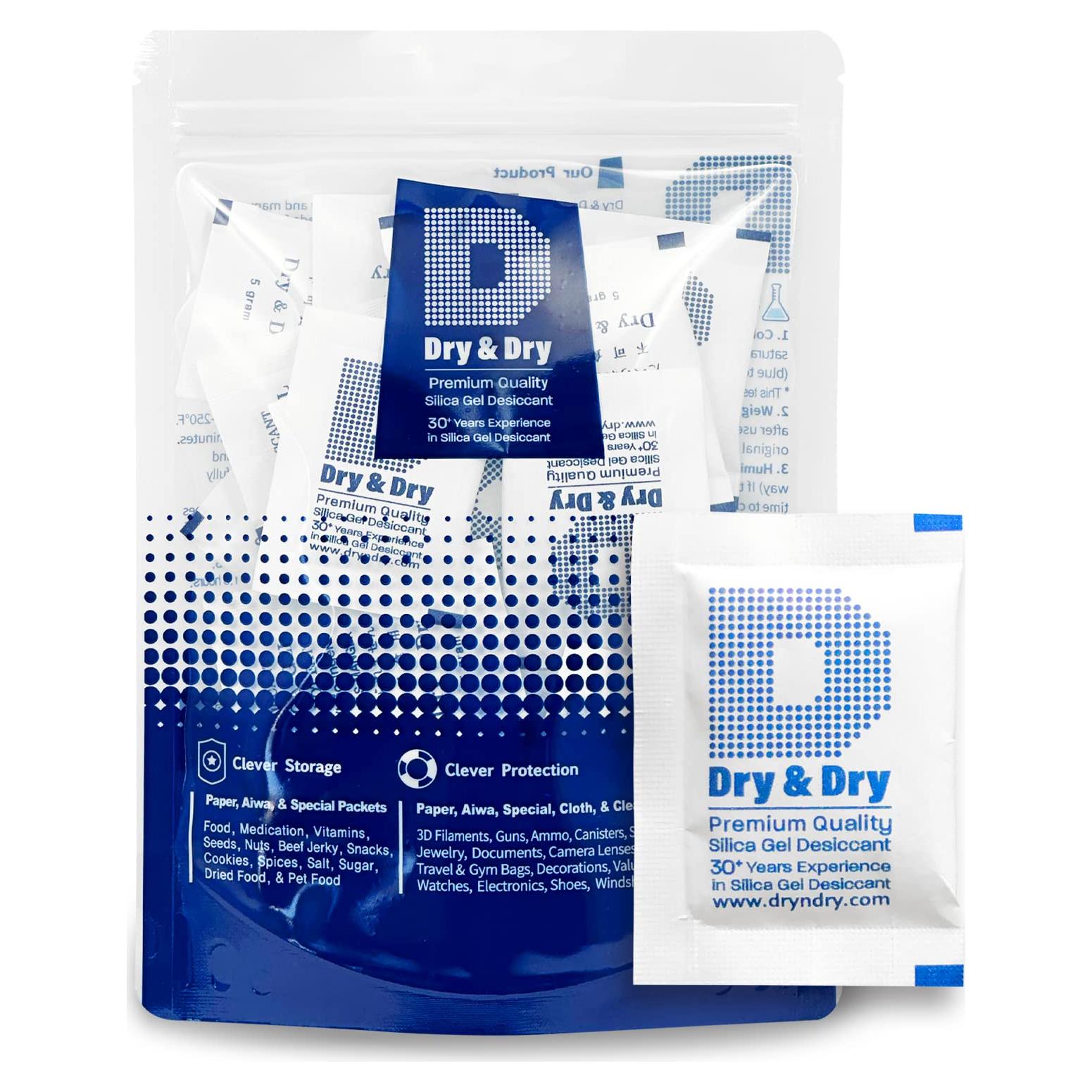 Paquetes de Gel de Sílice Seco y Seco 5g - 50 Unidades