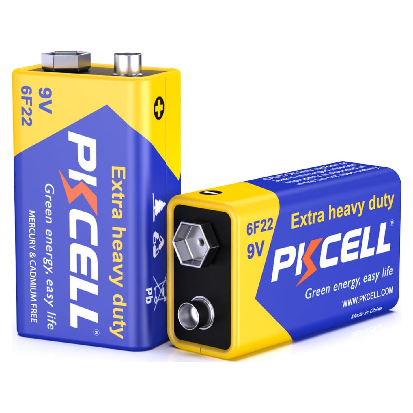 Batería PKCELL 9V Carbono Zinc 6F22 Ultra Duradera 2 Piezas