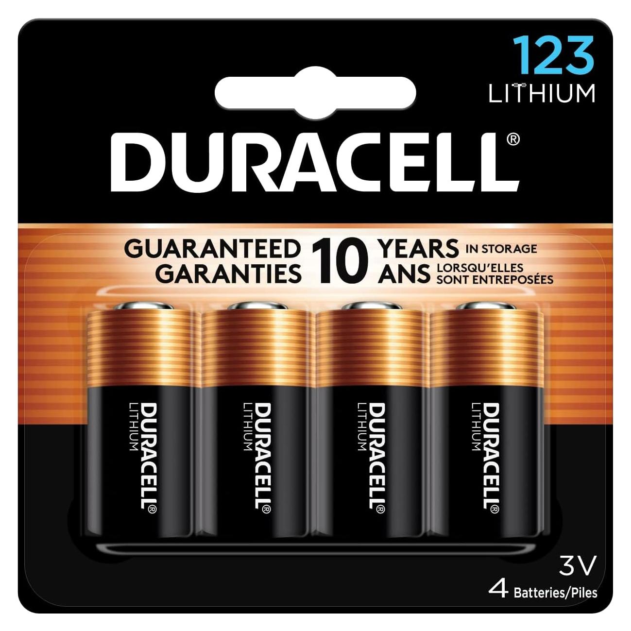 Batería de Litio Duracell CR123A 3V - Paquete de 4 Unidades
