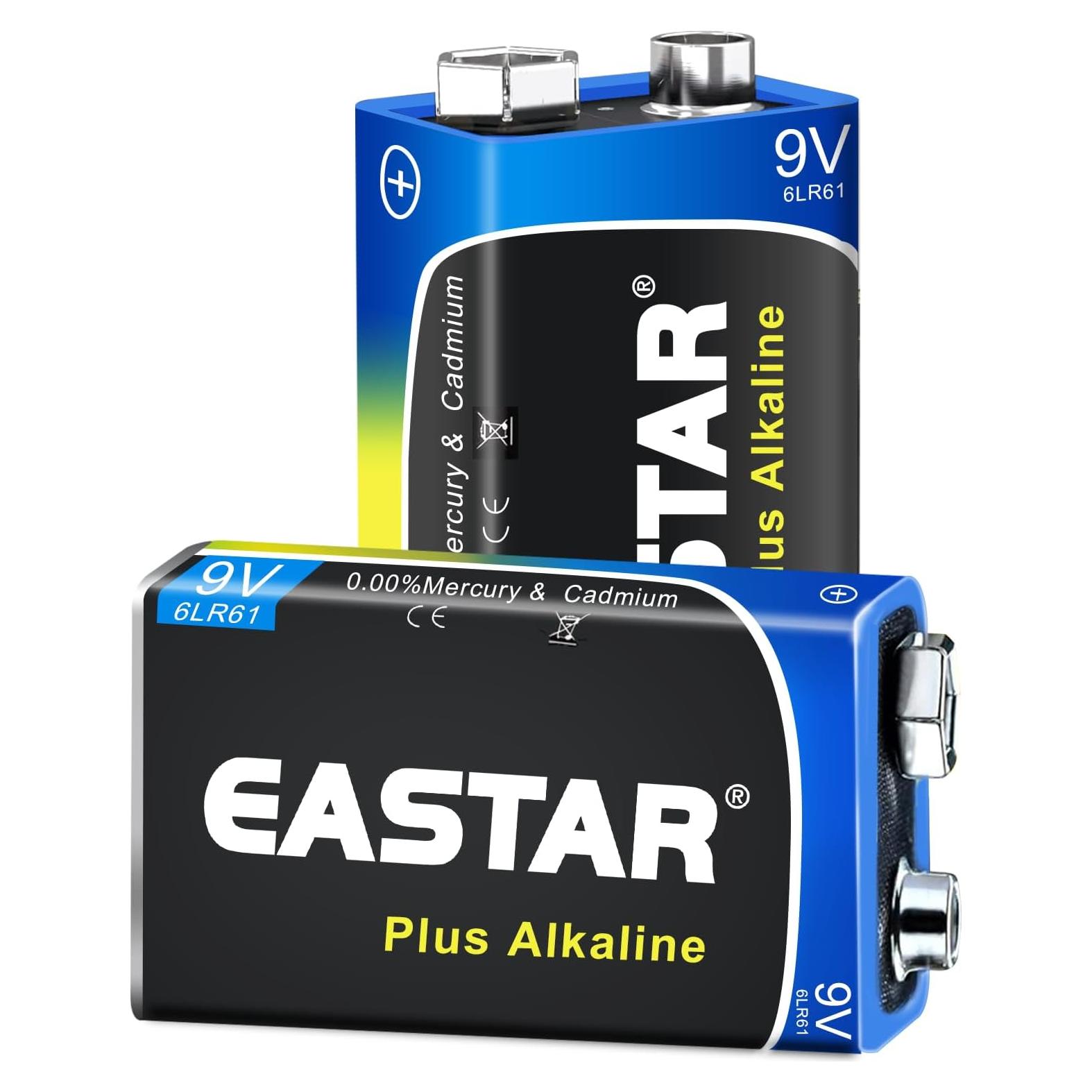 Baterías Alcalinas 9V Eastar - Paquete de 2, Larga Duración